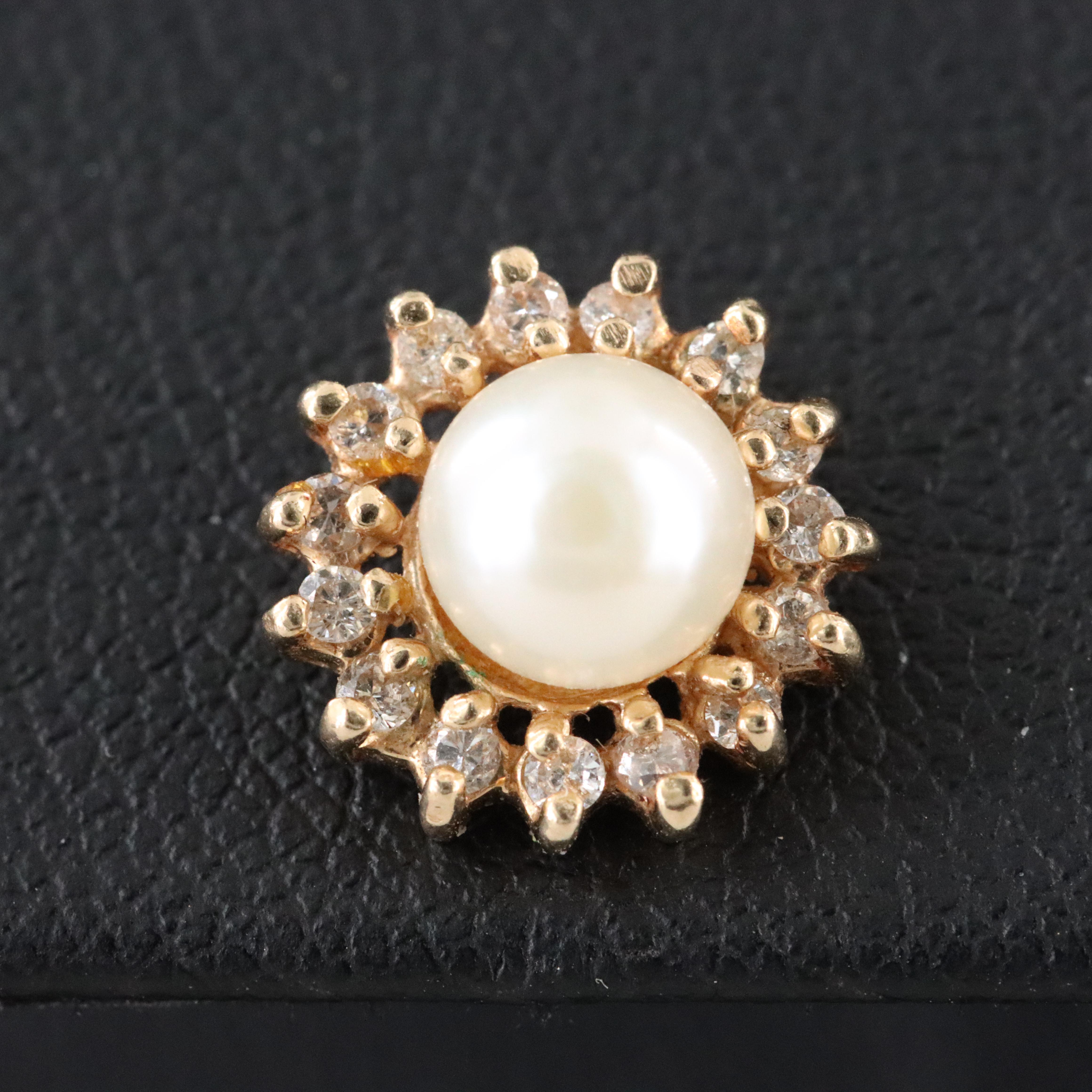 14K Pearl and Diamond Halo Earrings