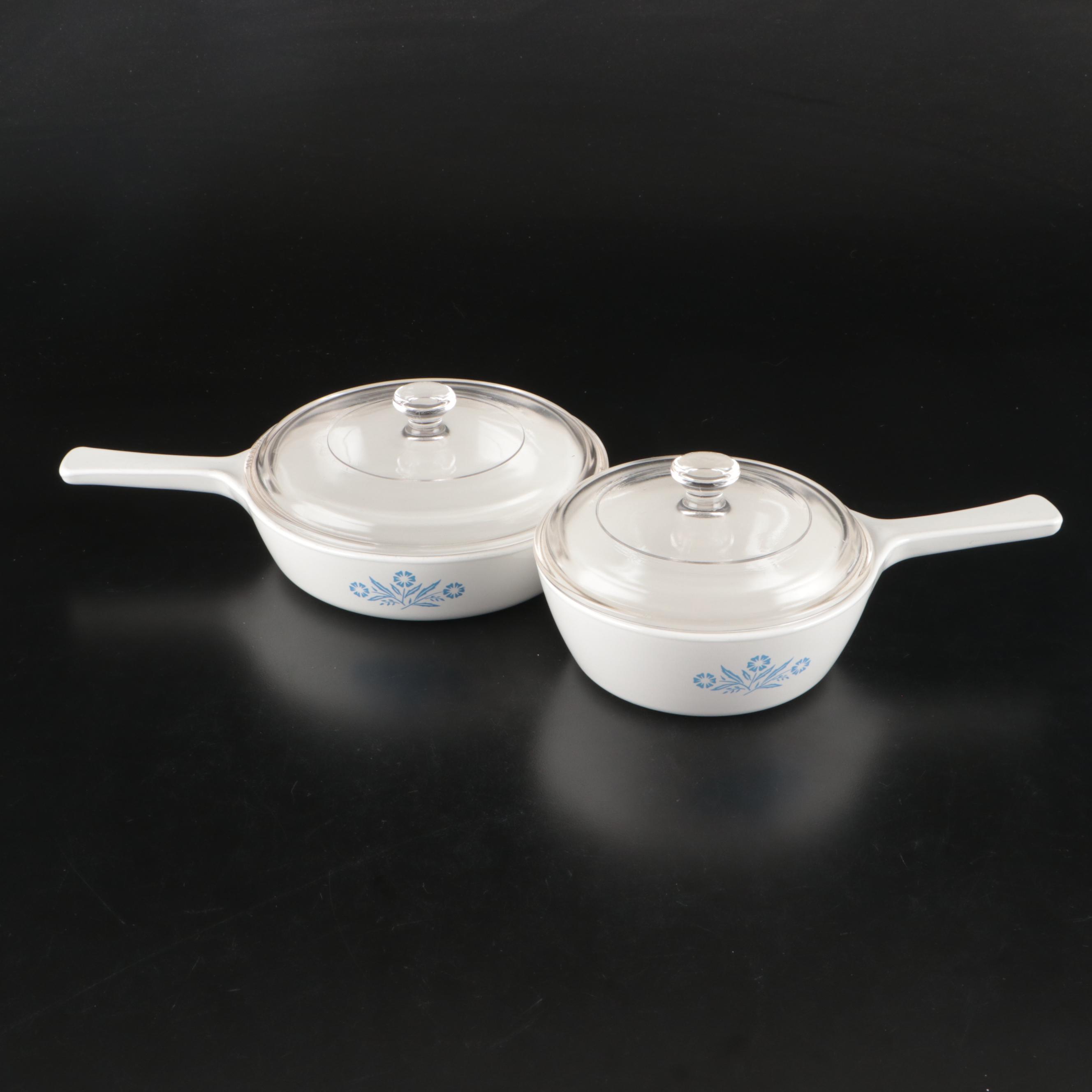 Portmeirion "The Botanic Garden" Tableware & CorningWare "Cornflower Blue" Pots