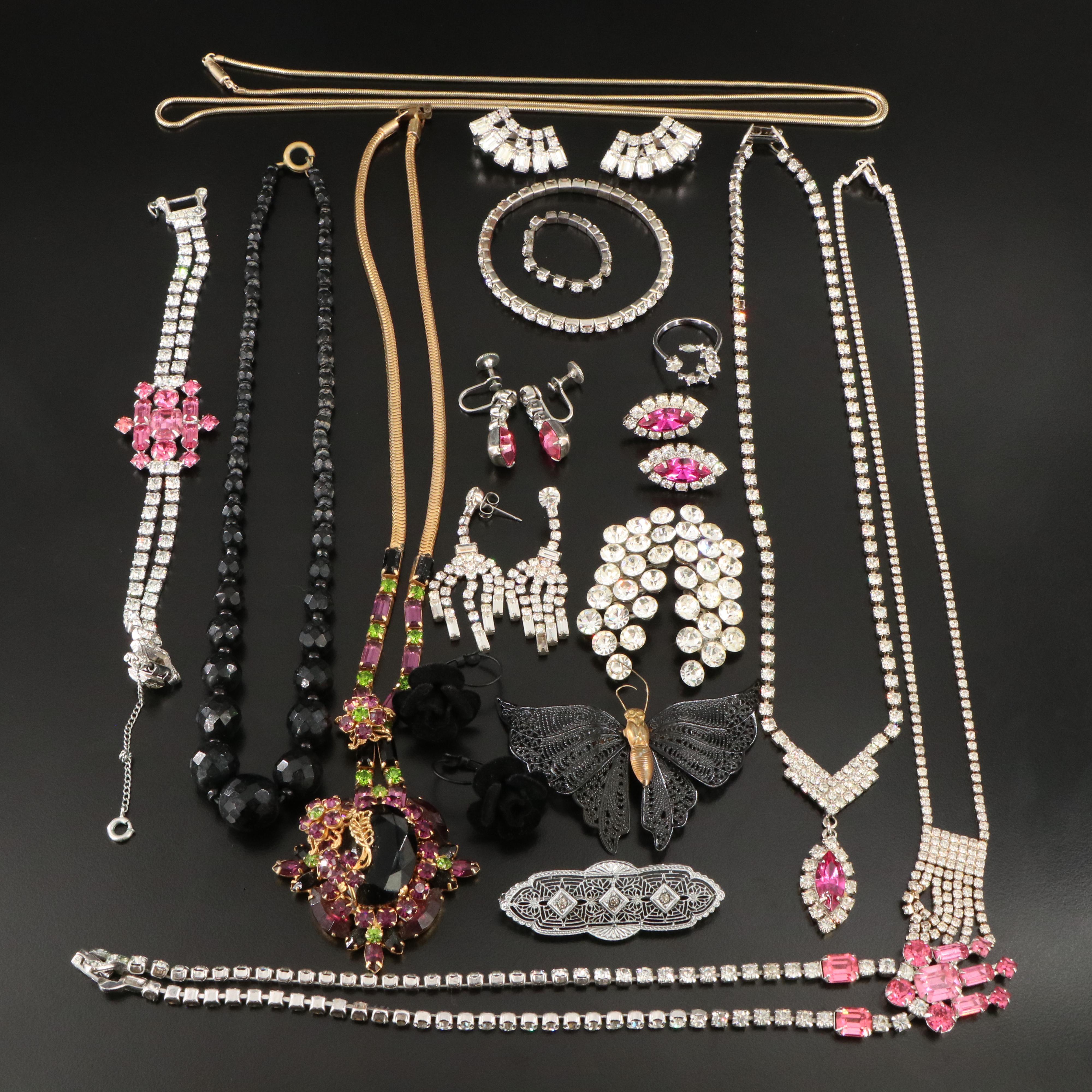 Vintage Rhinestone Jewelry Collection Featuring Wiesner and Krementz