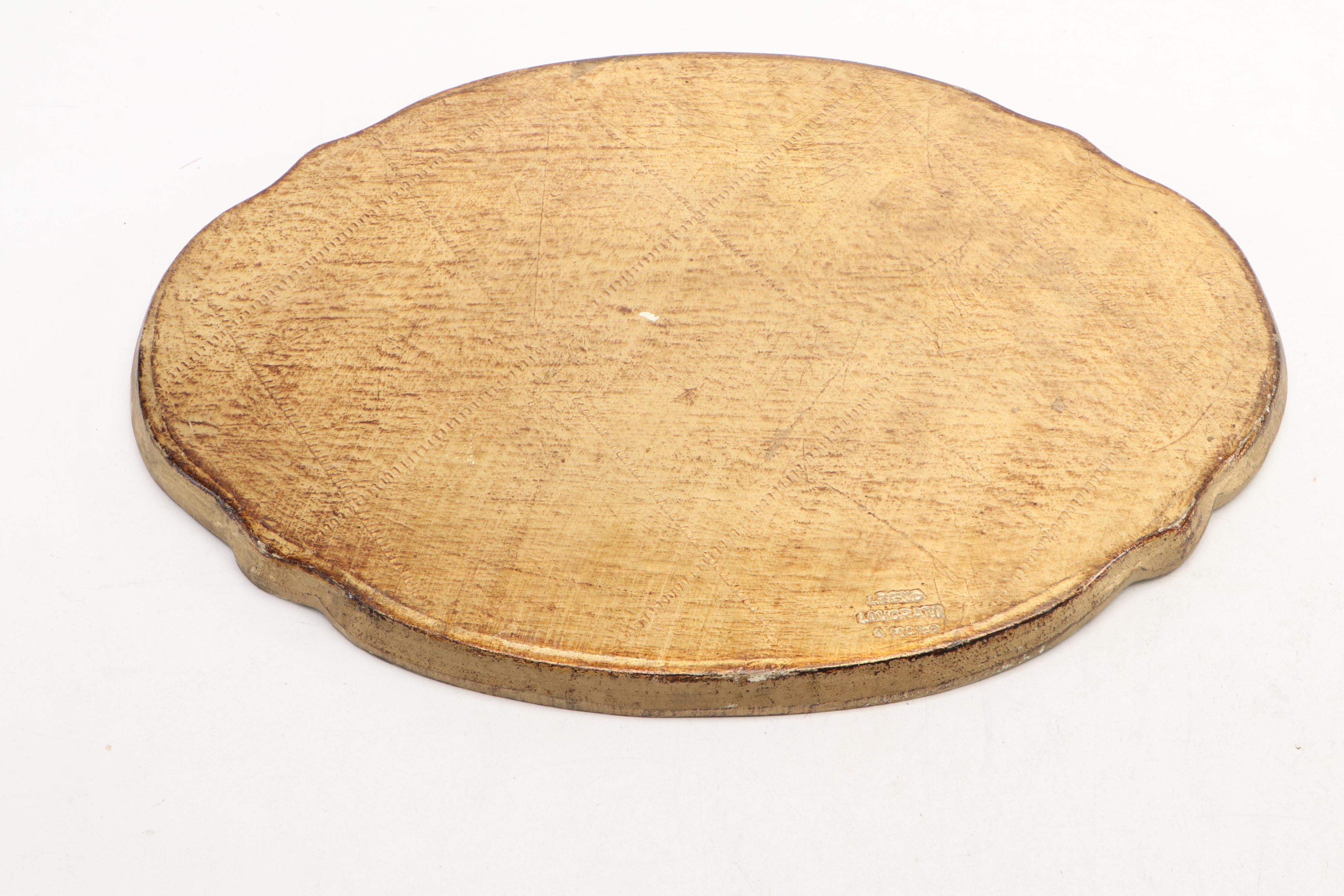 Florentine Armorial Papier-Mâché Bookends and Tray with Other Wooden Tray