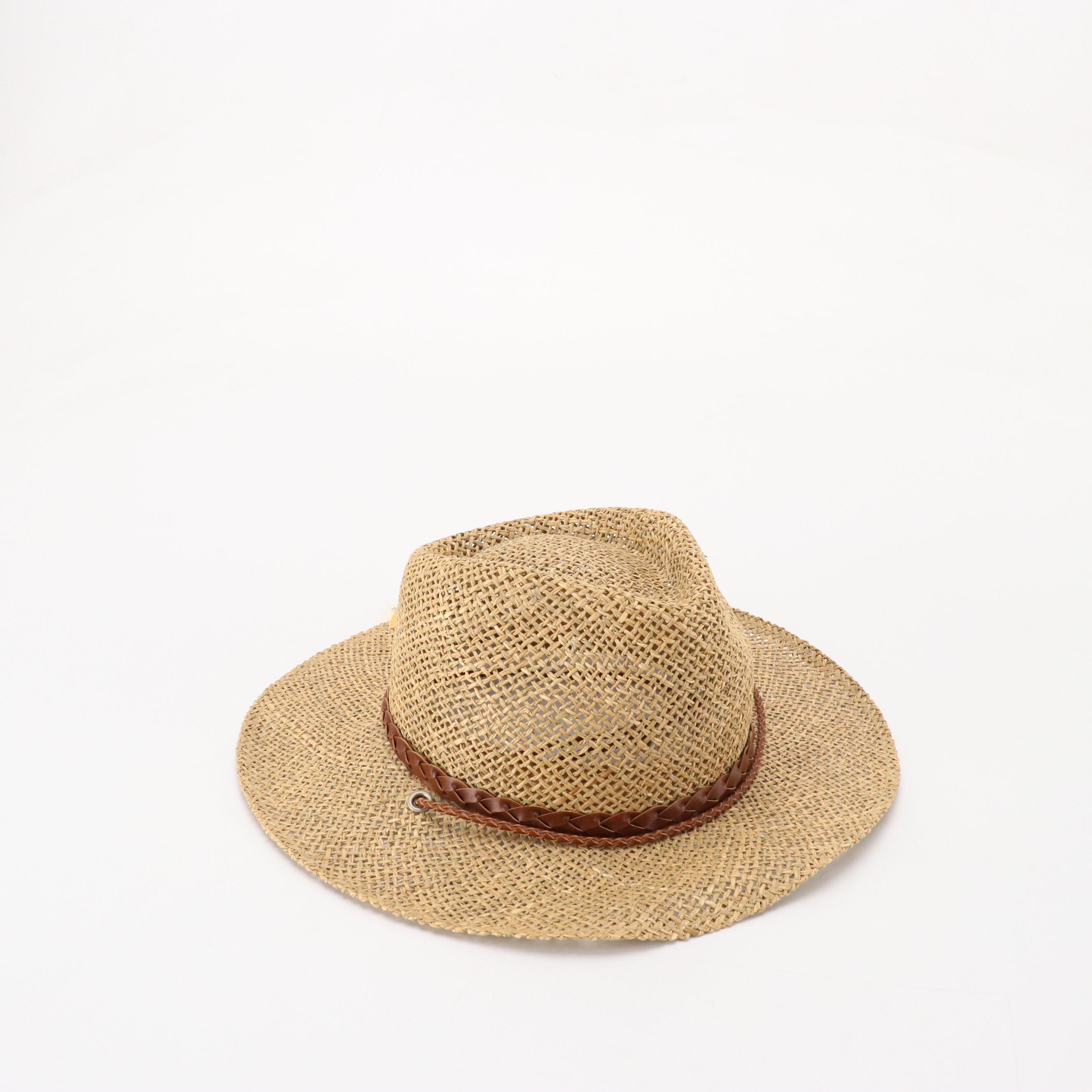 Straw/Natural Fiber Sun Hats with Leather/Textile Outback Hats
