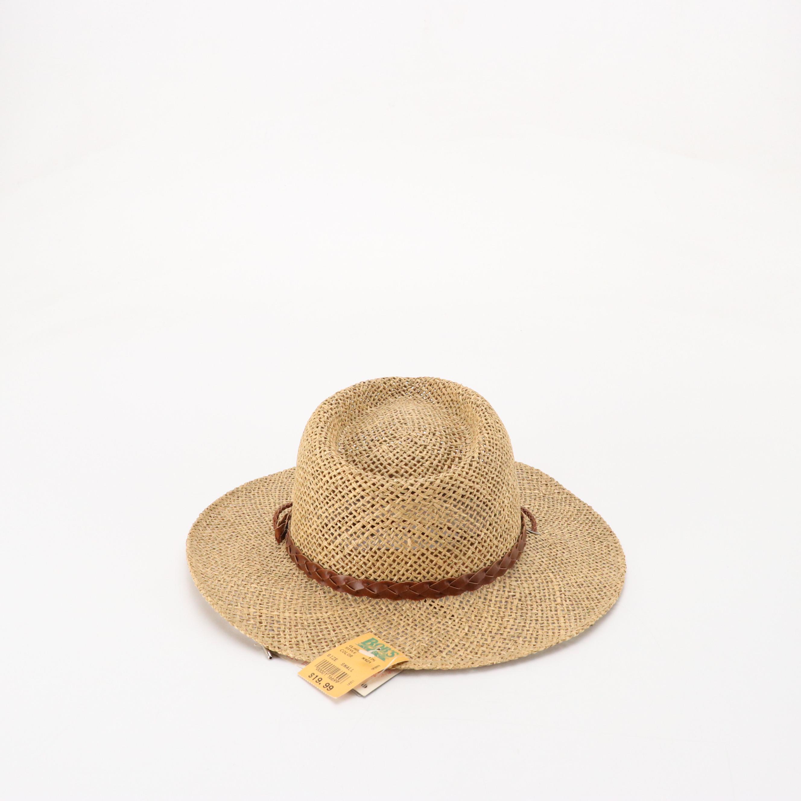 Straw/Natural Fiber Sun Hats with Leather/Textile Outback Hats