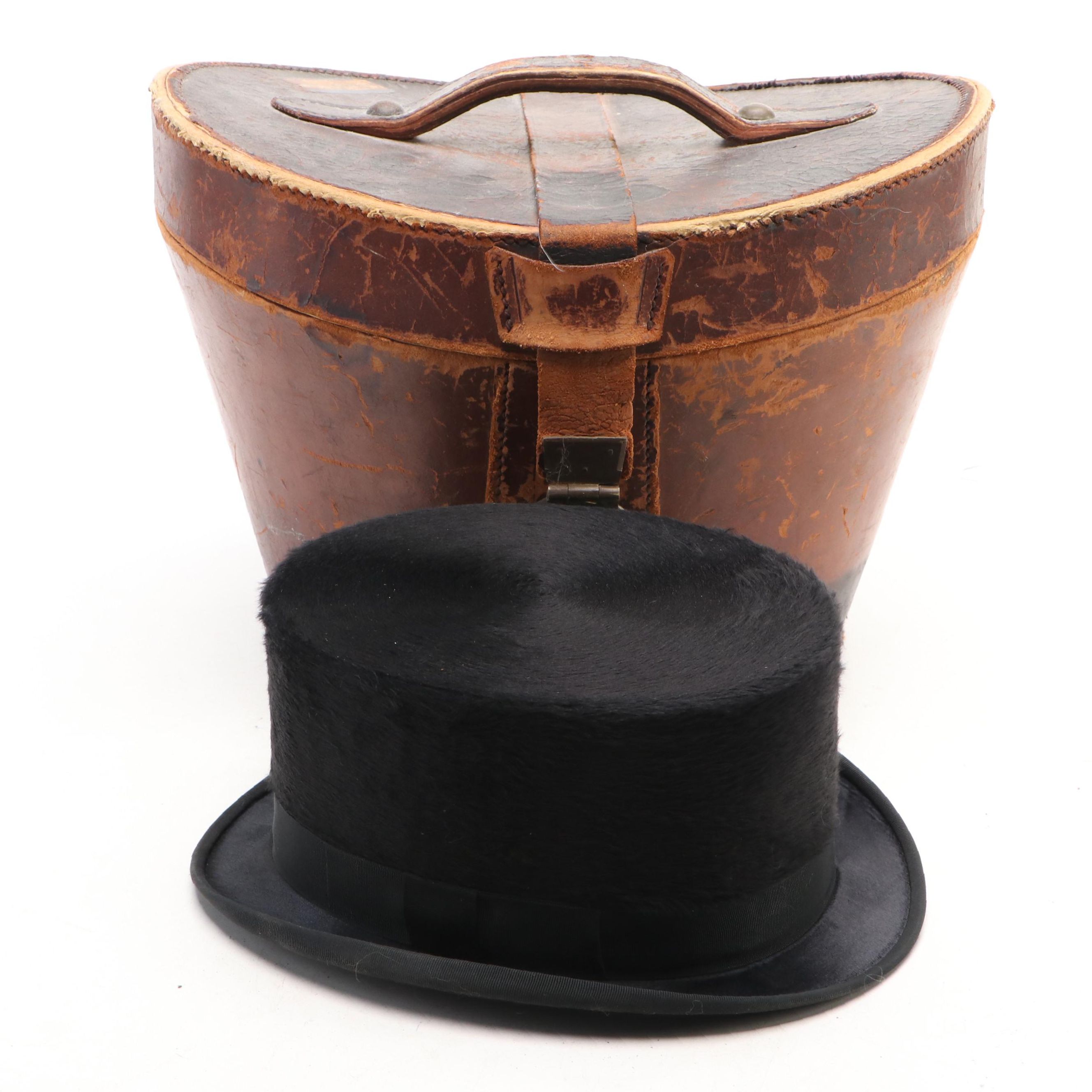 Meyers of Lexington, KY Beaver Saddleseat Riding Top Hat with Leather Case