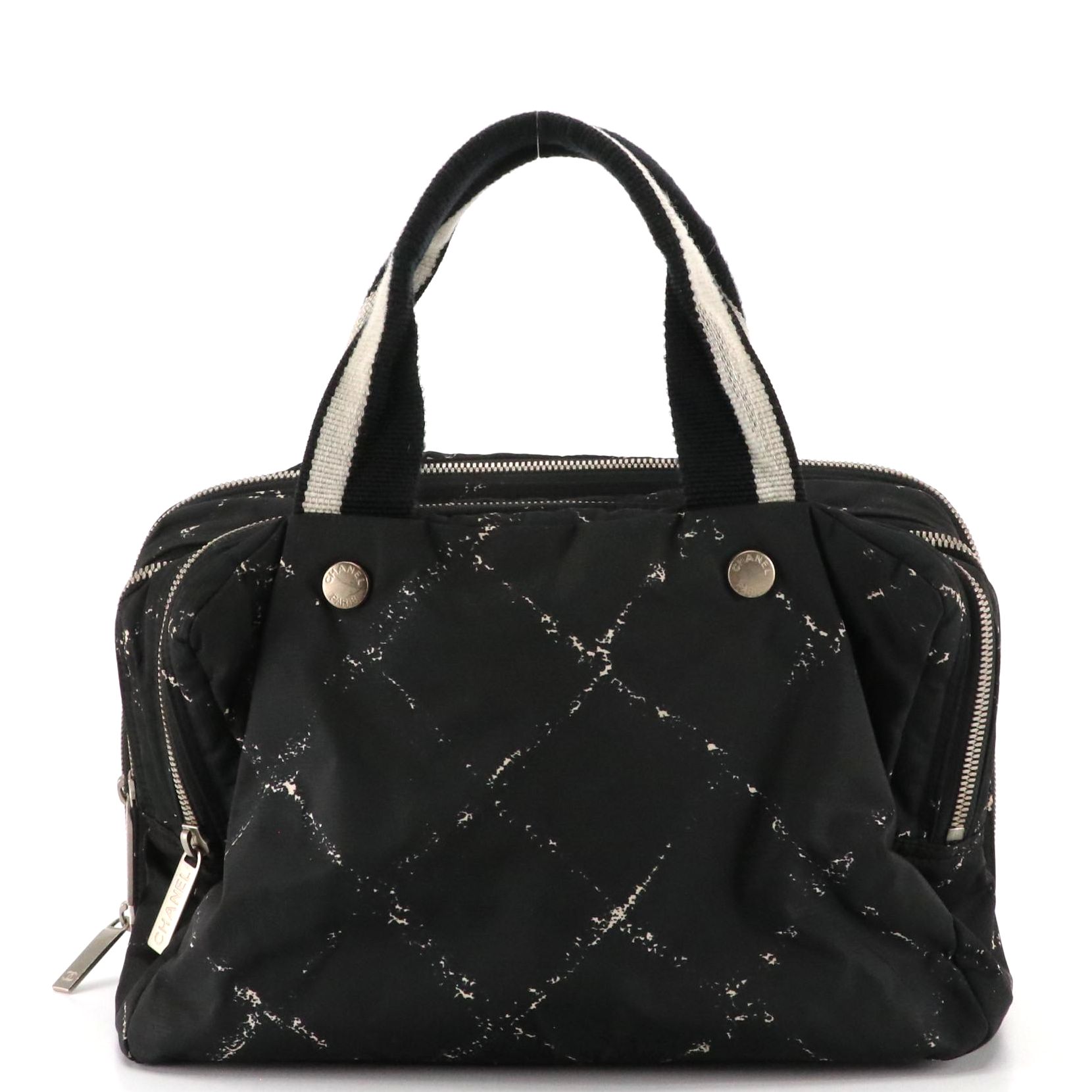 Chanel Travel Ligne Toiletry Tote Bag in Black/White