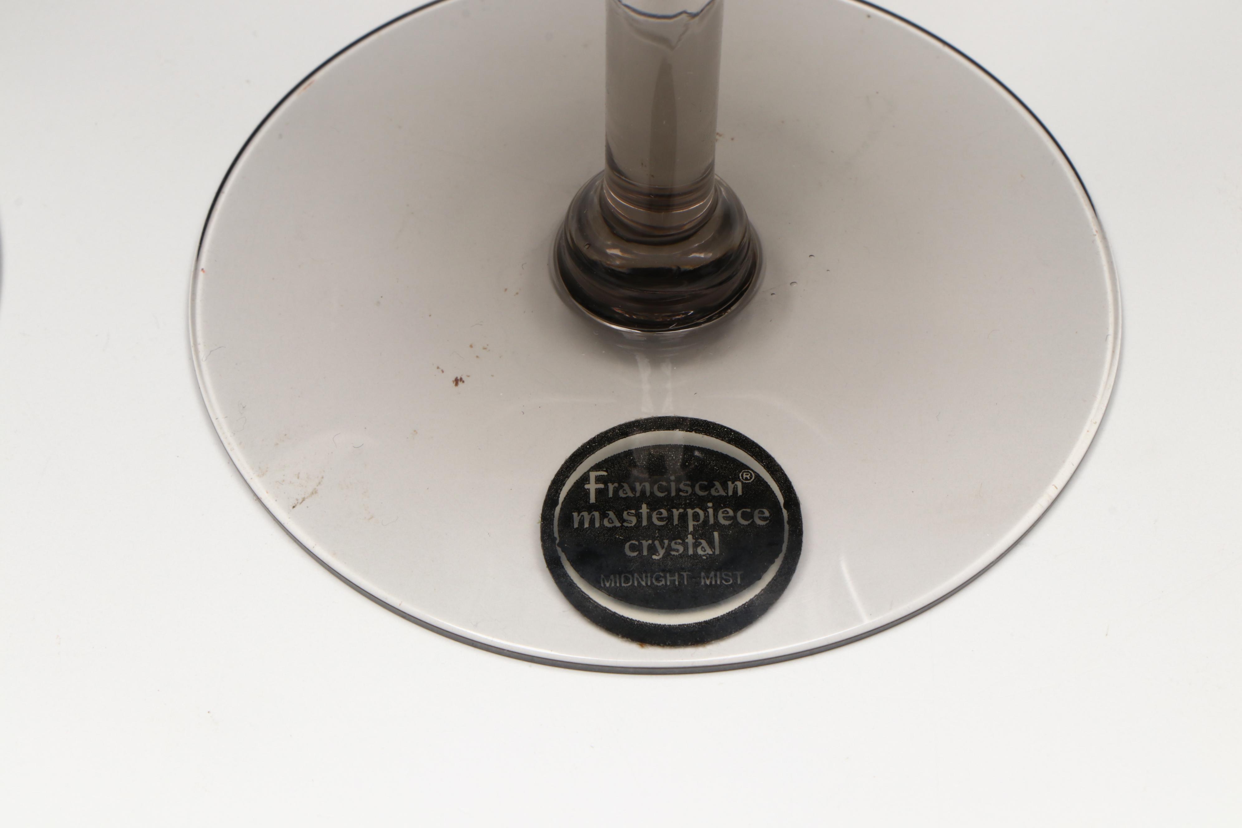 Franciscan Masterpiece "Midnight Mist" Silver Rim Smoked Goblets and Coupes