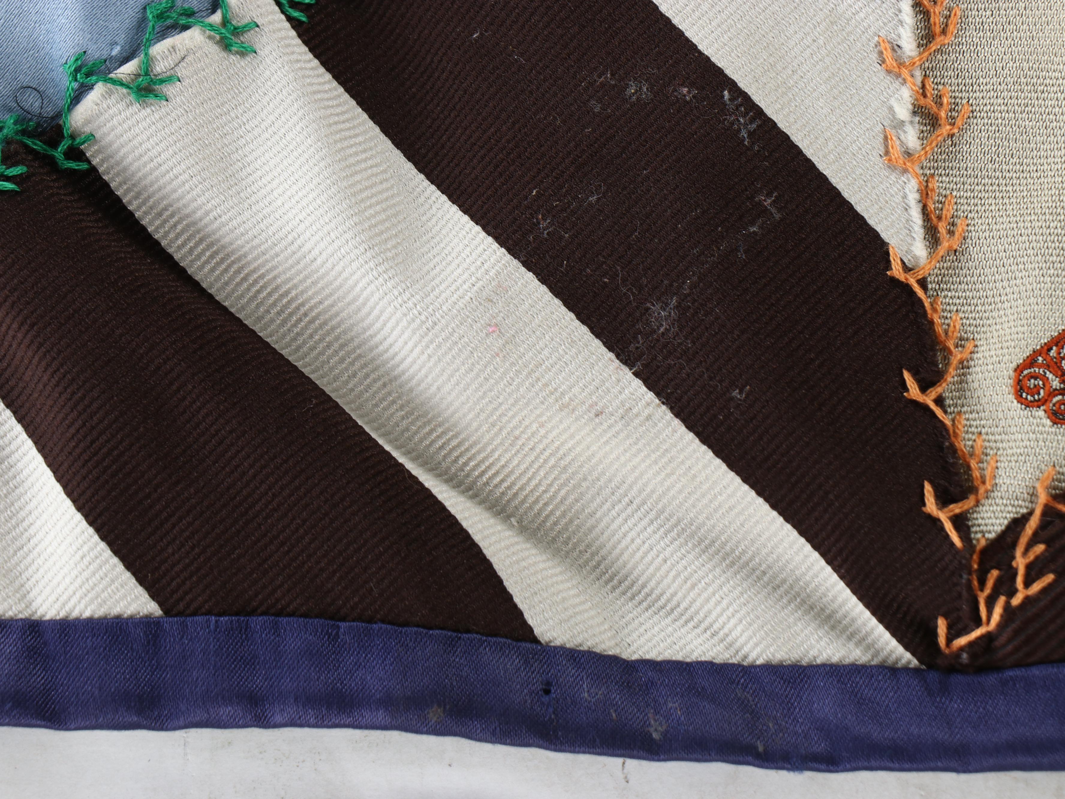 Handmade Memorial Necktie-Constructed "Crazy Quilt" with Embroidery Accents