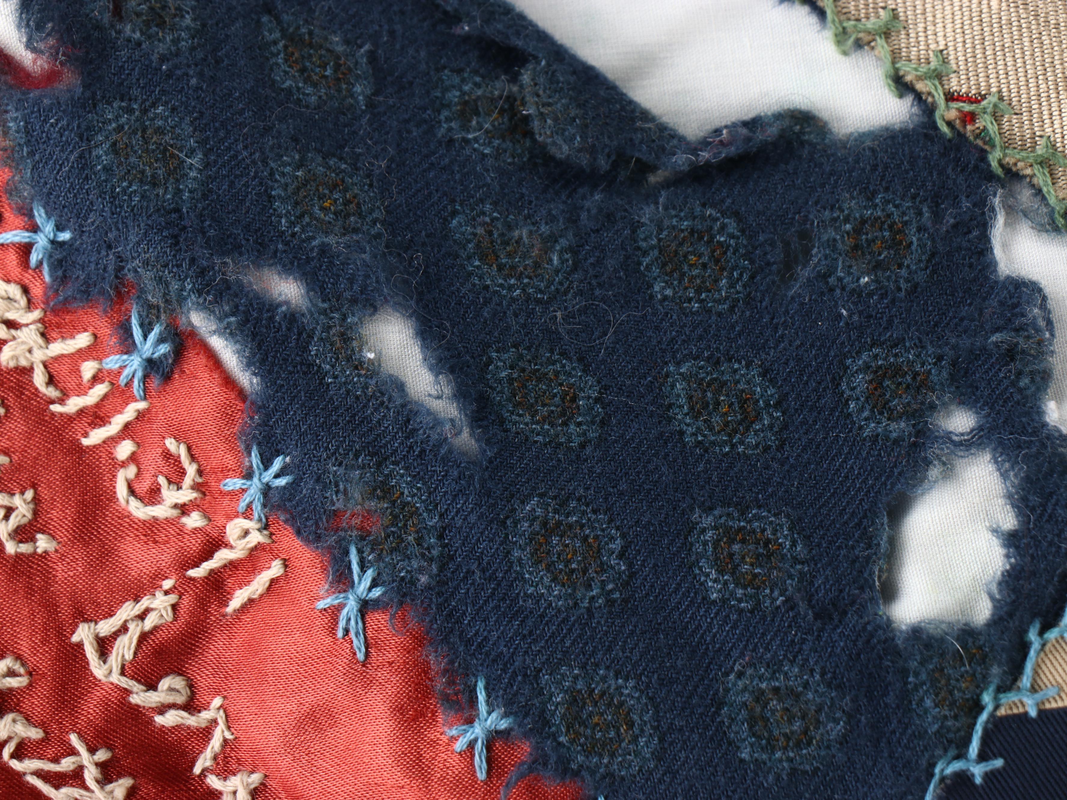 Handmade Memorial Necktie-Constructed "Crazy Quilt" with Embroidery Accents