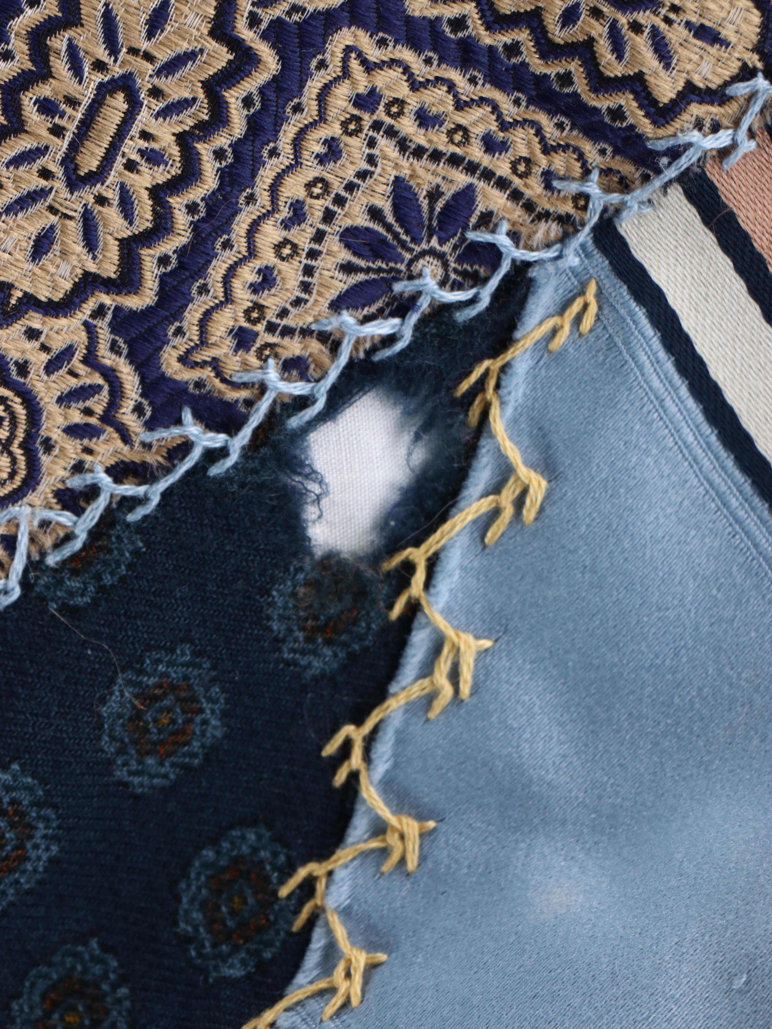 Handmade Memorial Necktie-Constructed "Crazy Quilt" with Embroidery Accents