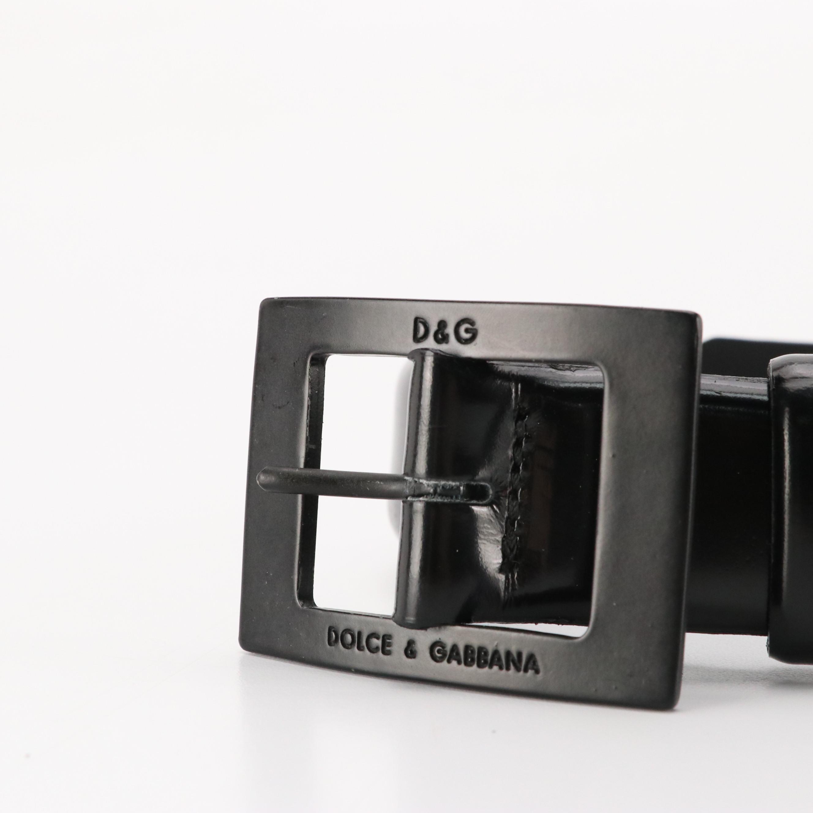 Dolce & Gabbana Belt in Black Glazed Leather
