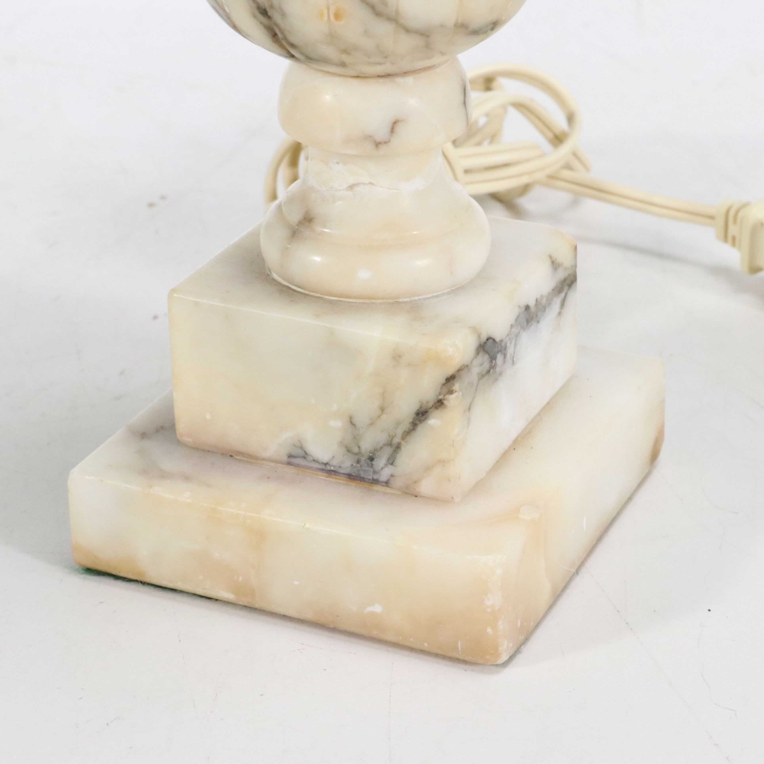 Italian Carved Marble Urn Form Table Lamp, Mid to Late 20th C