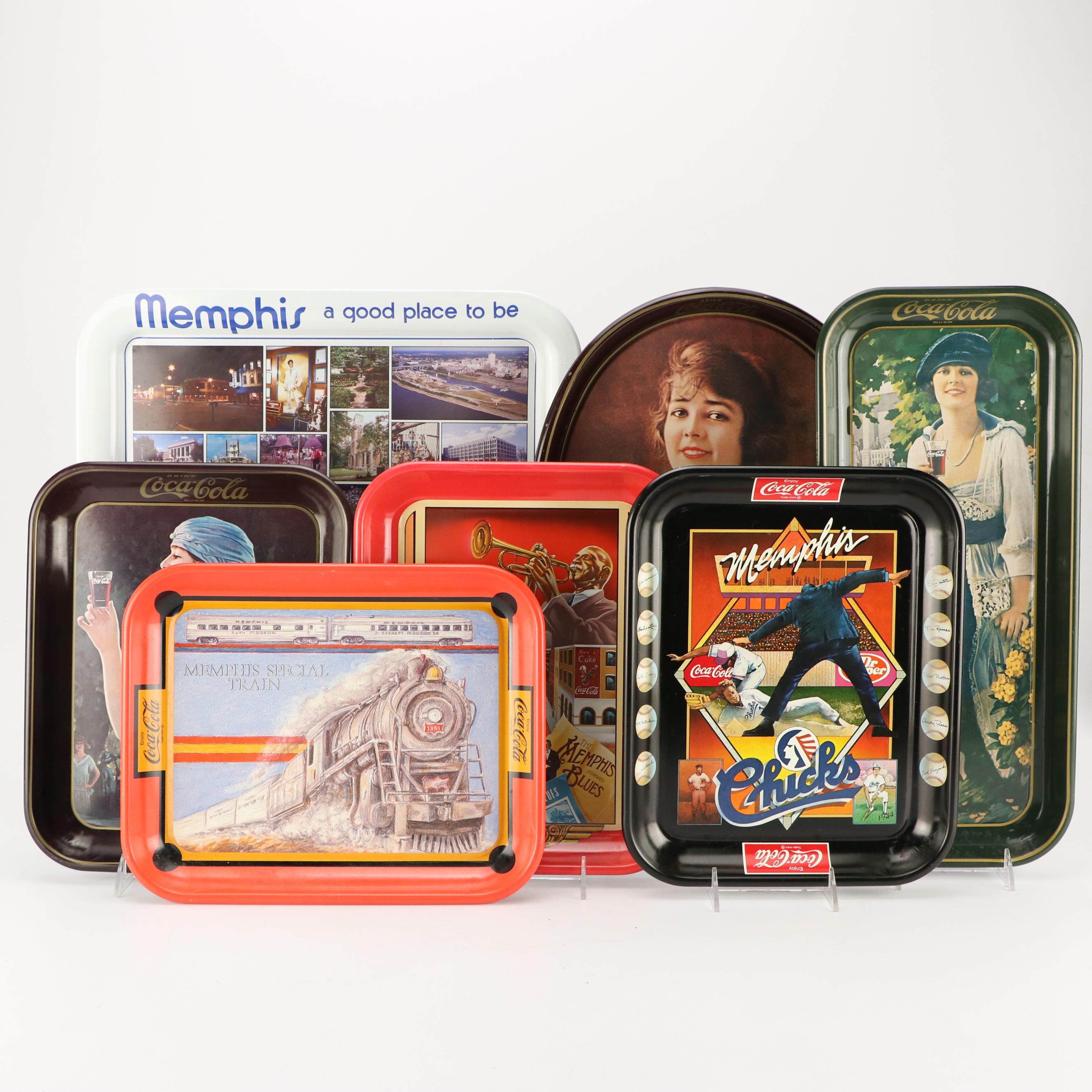 Coca-Cola Metal Reproduction Advertising Trays, Late 20th Century