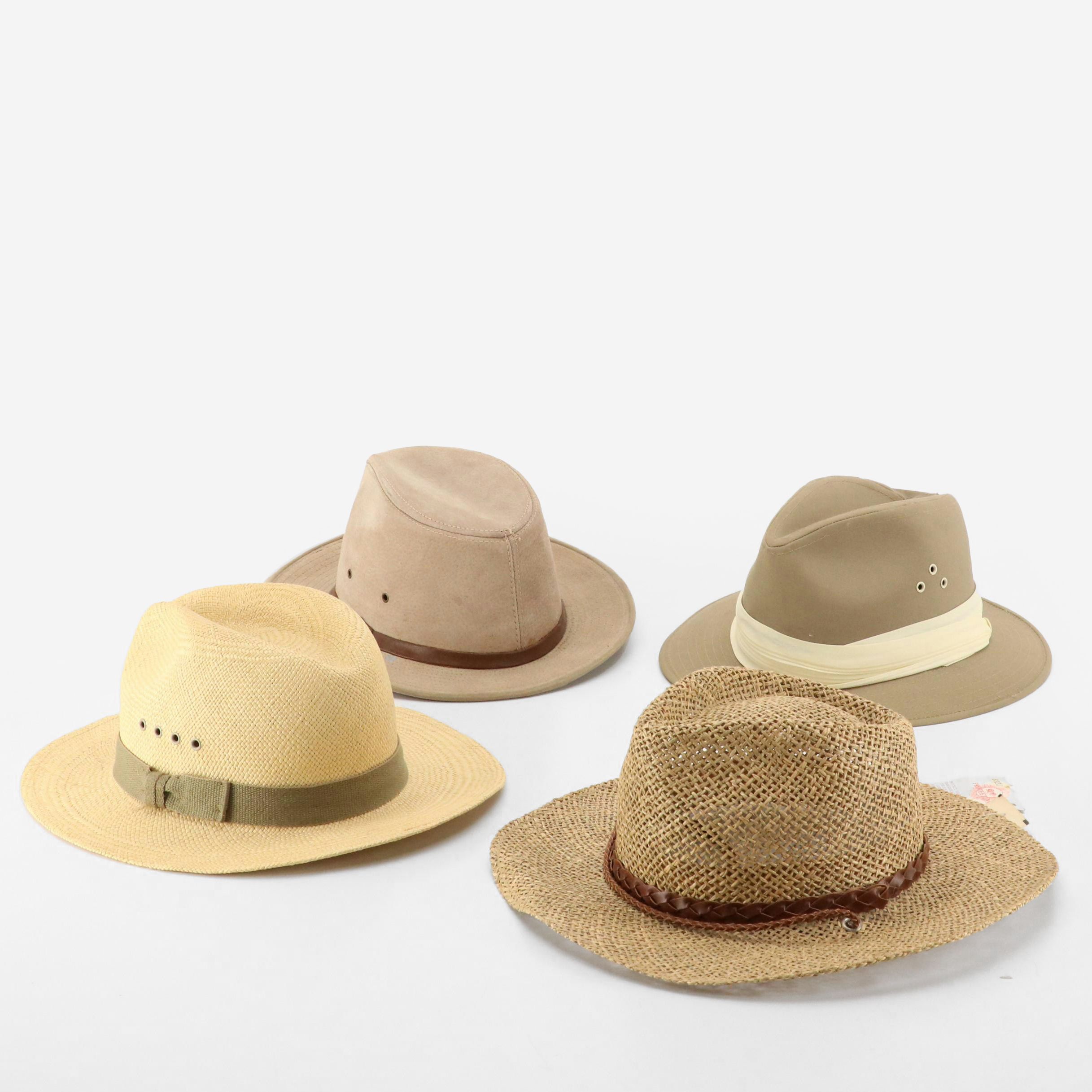 Straw/Natural Fiber Sun Hats with Leather/Textile Outback Hats