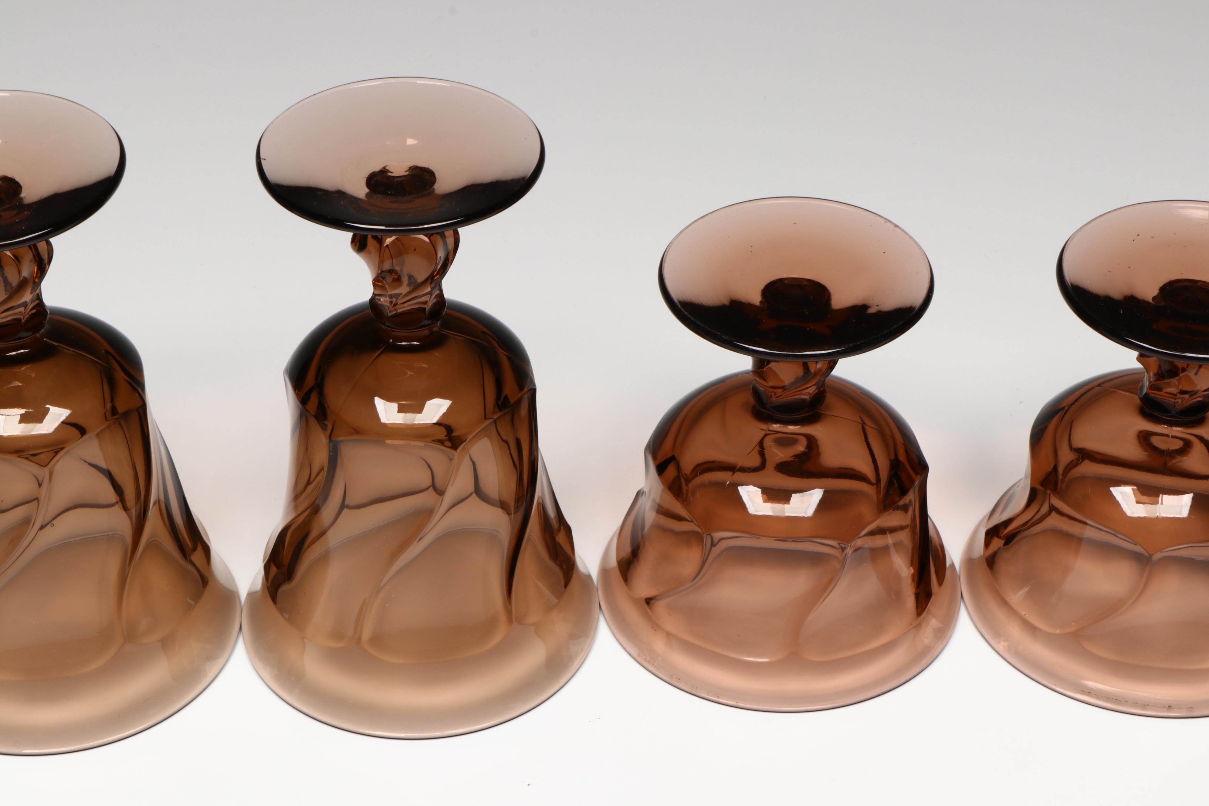 Fostoria "Jamestown Brown" Iced Tea and Sherbet Glasses, Mid to Late 20th C.