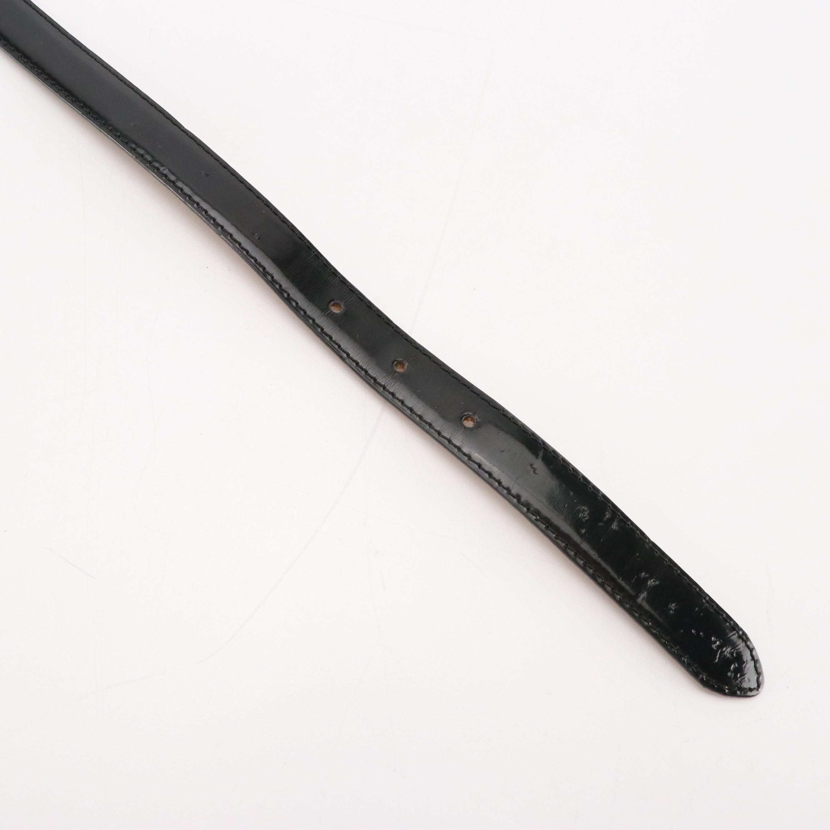 Moschino Shiny Black Leather Belt