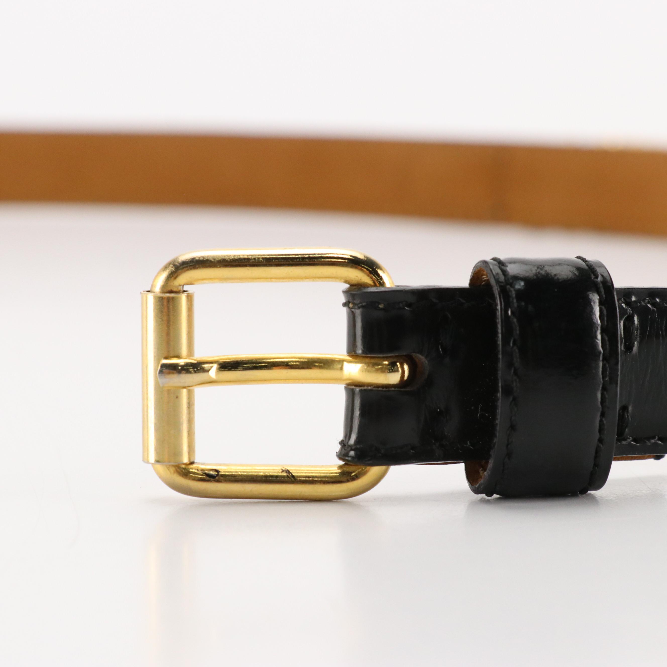 Moschino Shiny Black Leather Belt