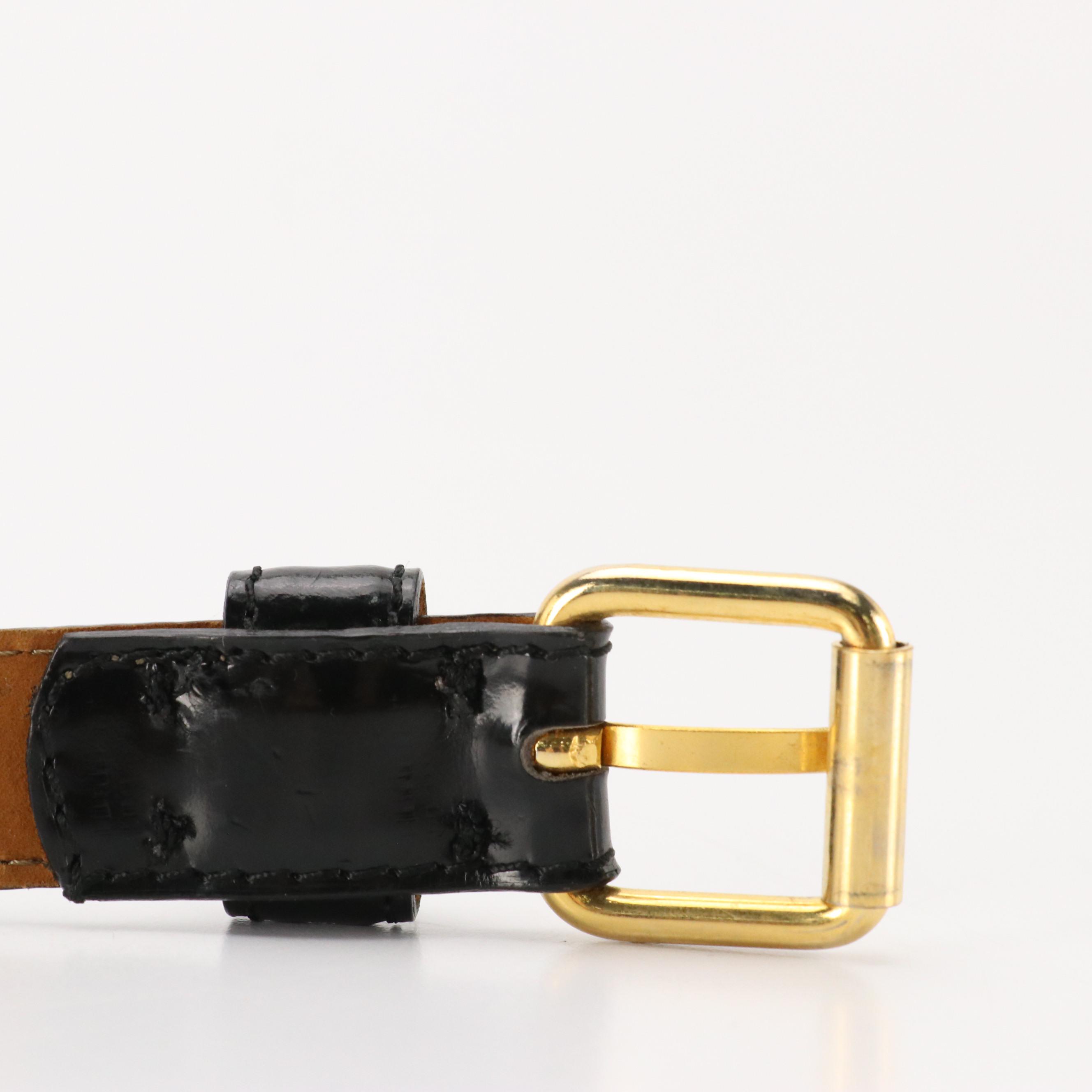 Moschino Shiny Black Leather Belt