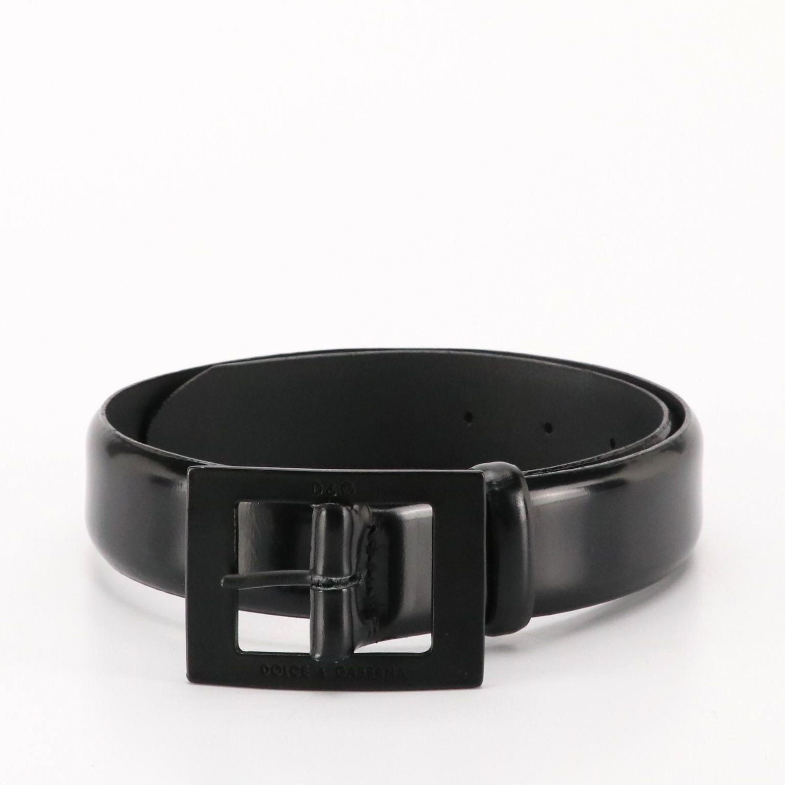 Dolce & Gabbana Belt in Black Glazed Leather