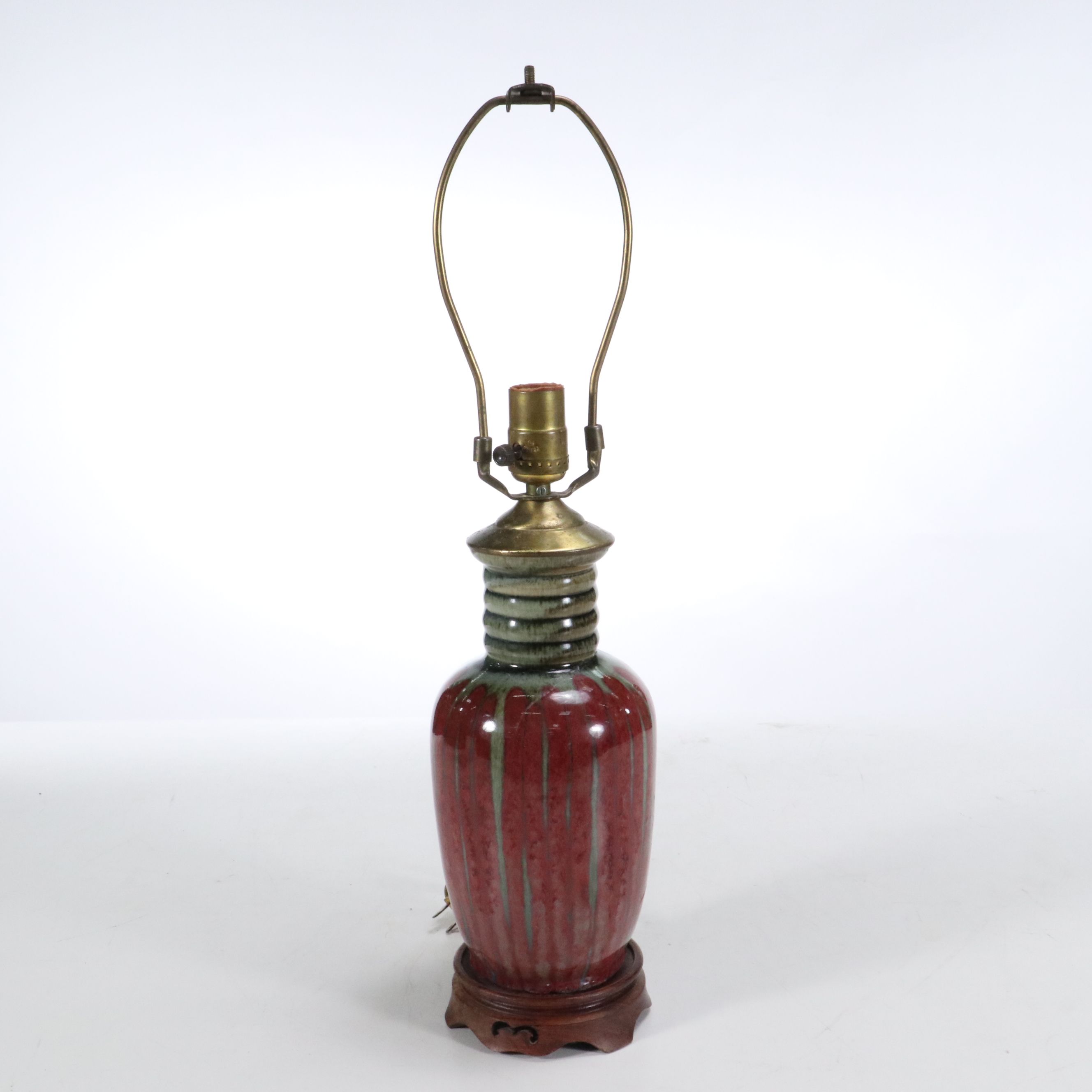 Harding Black Studio Pottery Drip Glazed Vase Table Lamp, 1970s & Adapted