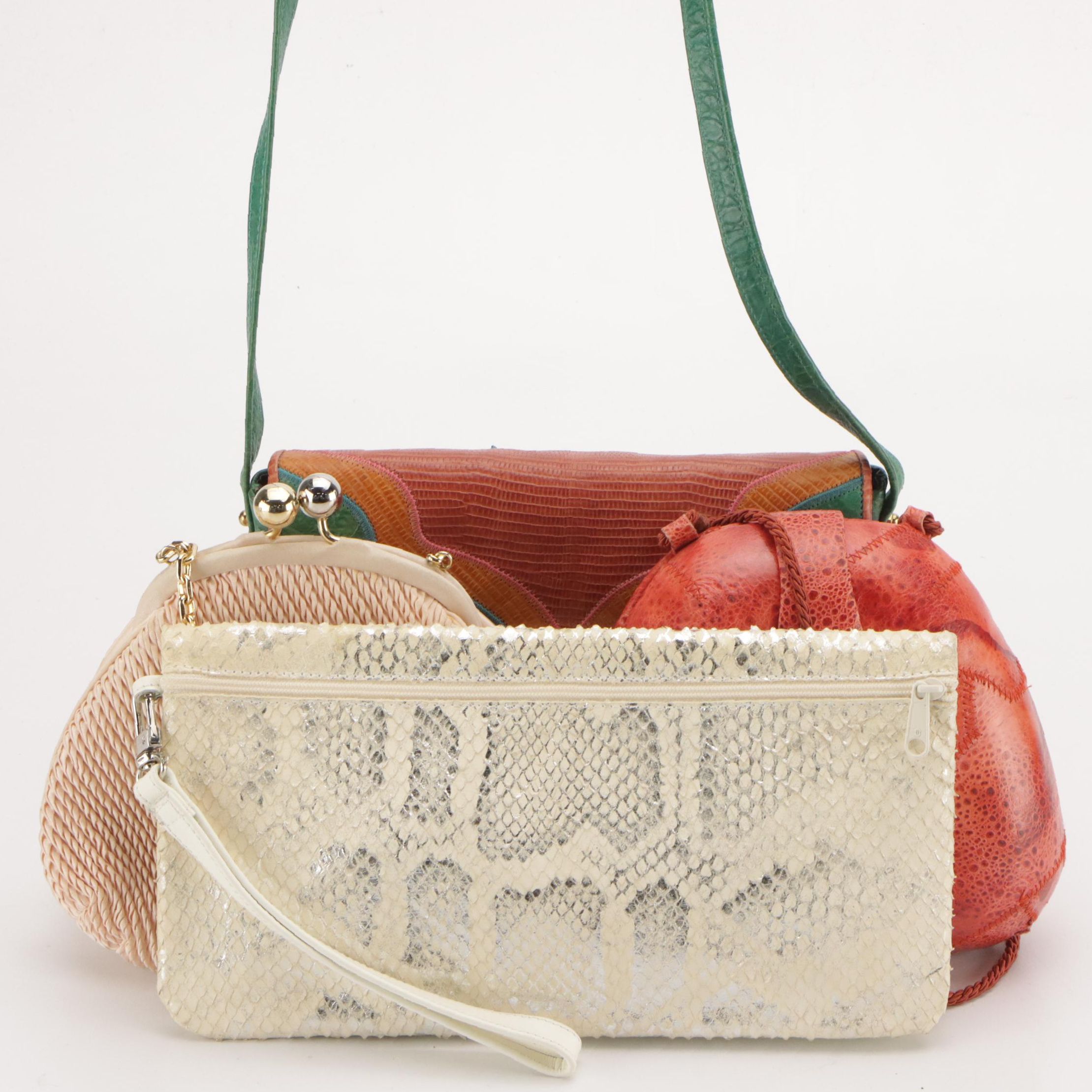 Sharif Embellished Patchwork Leather Crossbody, Judith Leiber Evening Bag, More