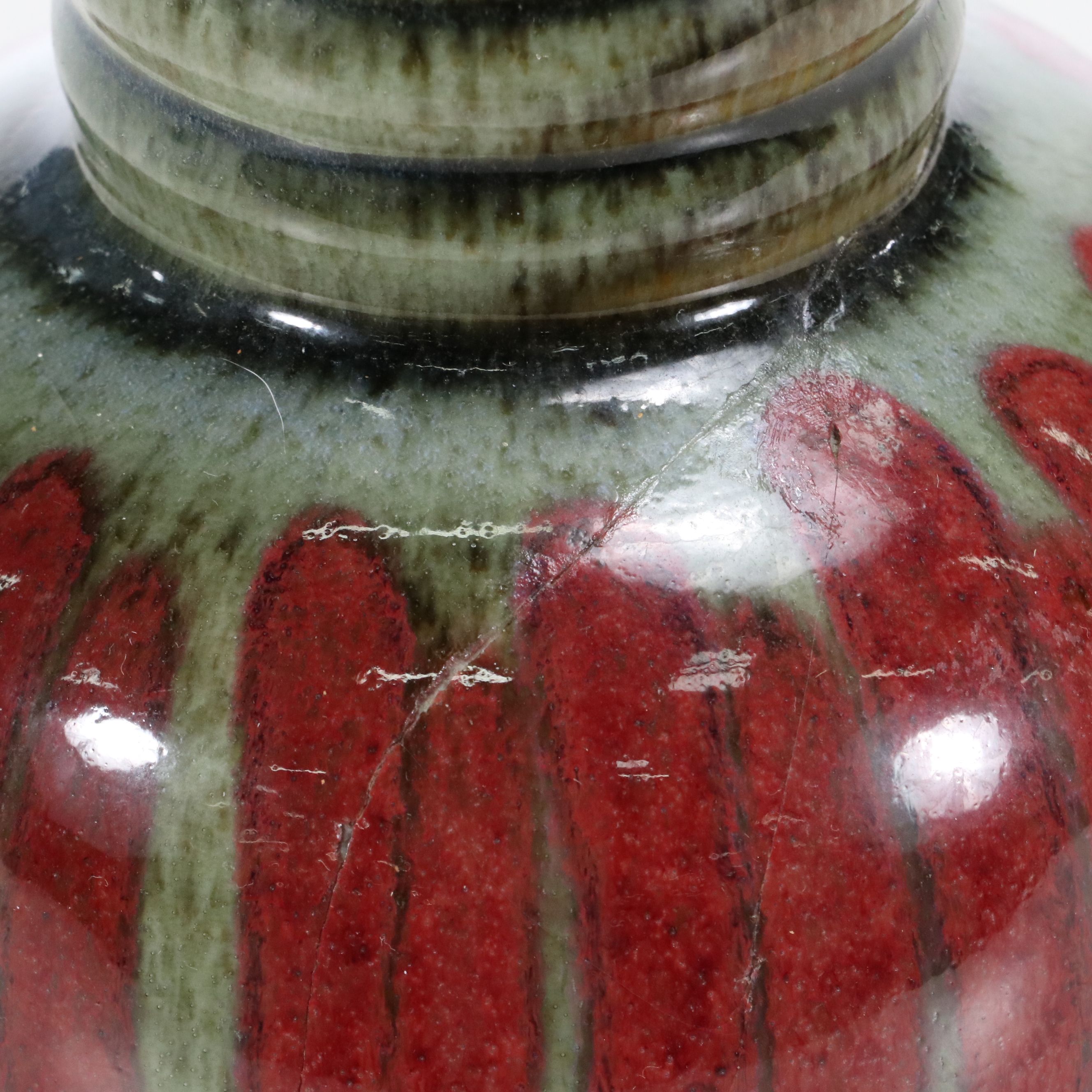 Harding Black Studio Pottery Drip Glazed Vase Table Lamp, 1970s & Adapted