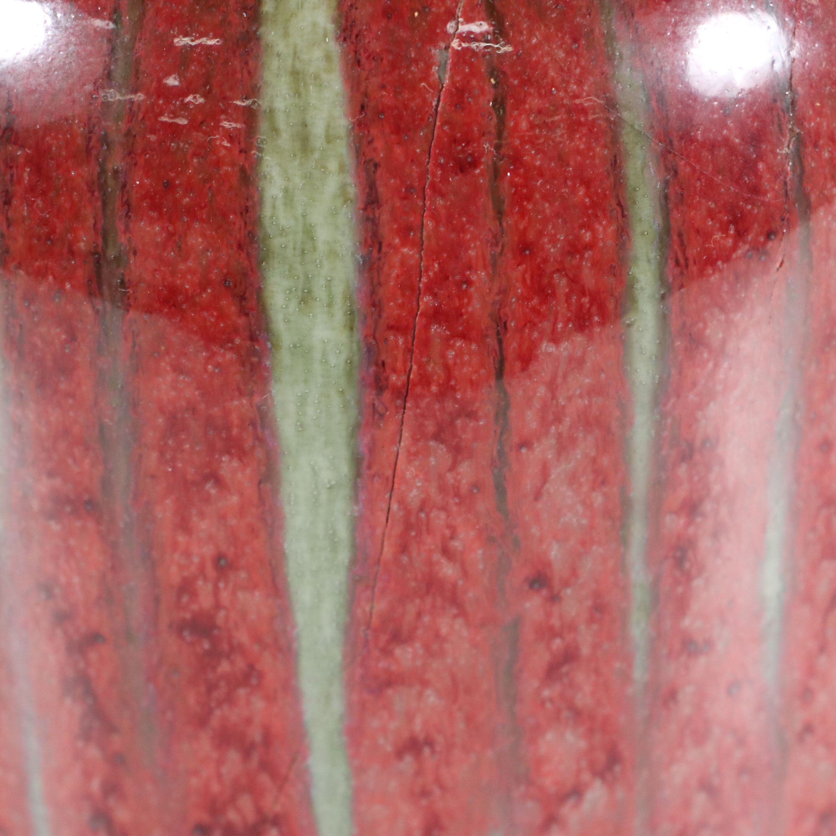 Harding Black Studio Pottery Drip Glazed Vase Table Lamp, 1970s & Adapted