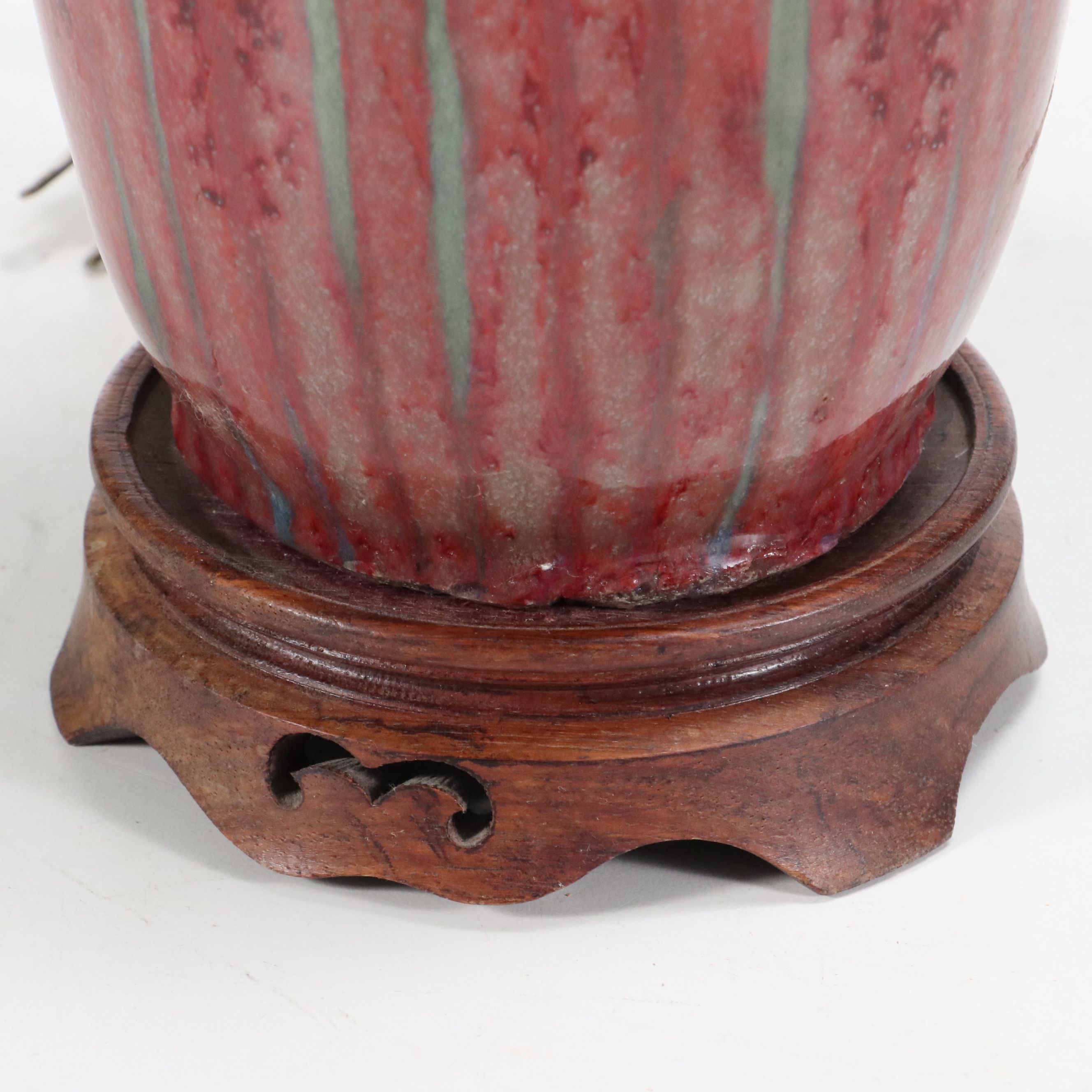 Harding Black Studio Pottery Drip Glazed Vase Table Lamp, 1970s & Adapted