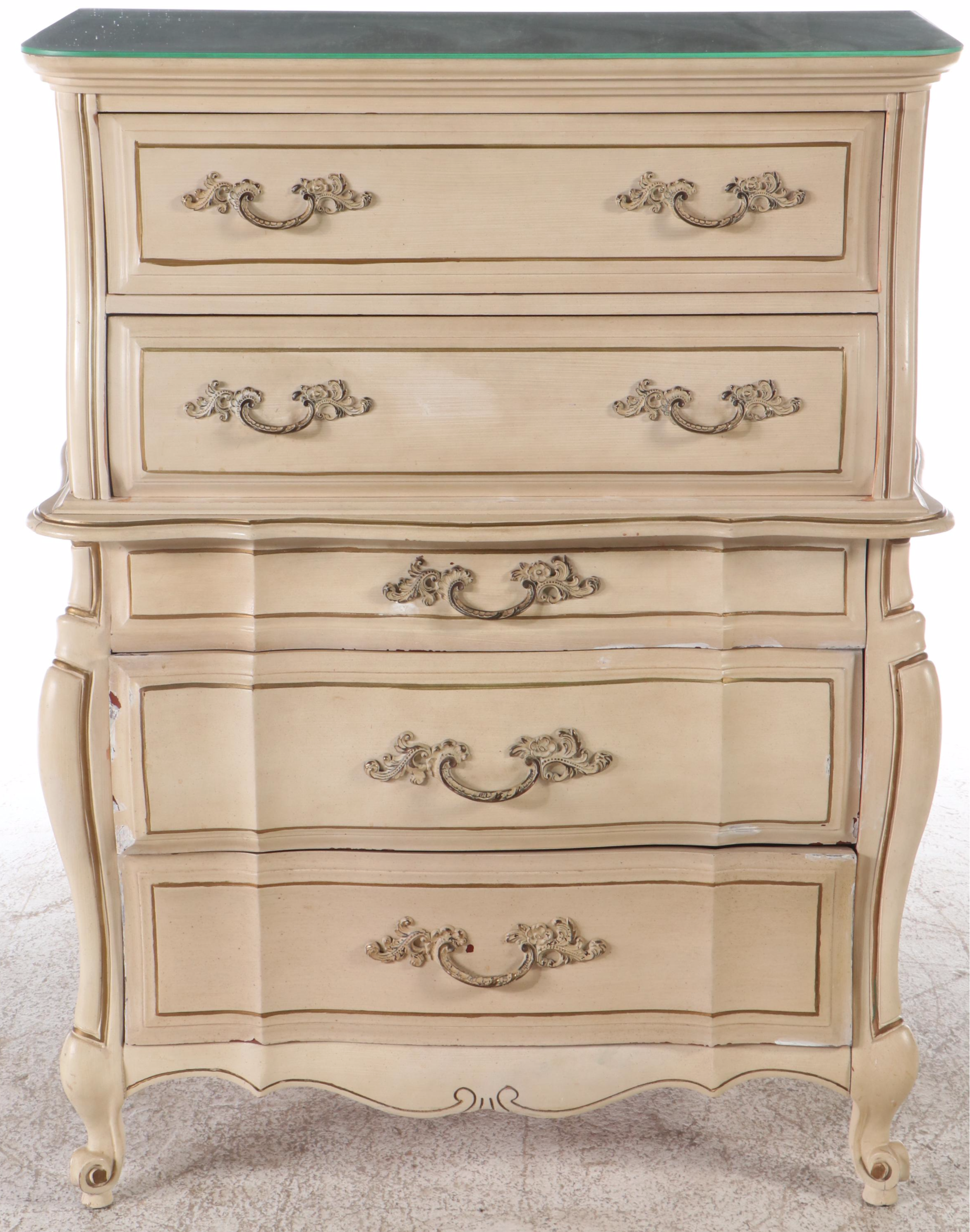 French Provincial Style Twin Size Bed Frame, Dresser and Nightstand