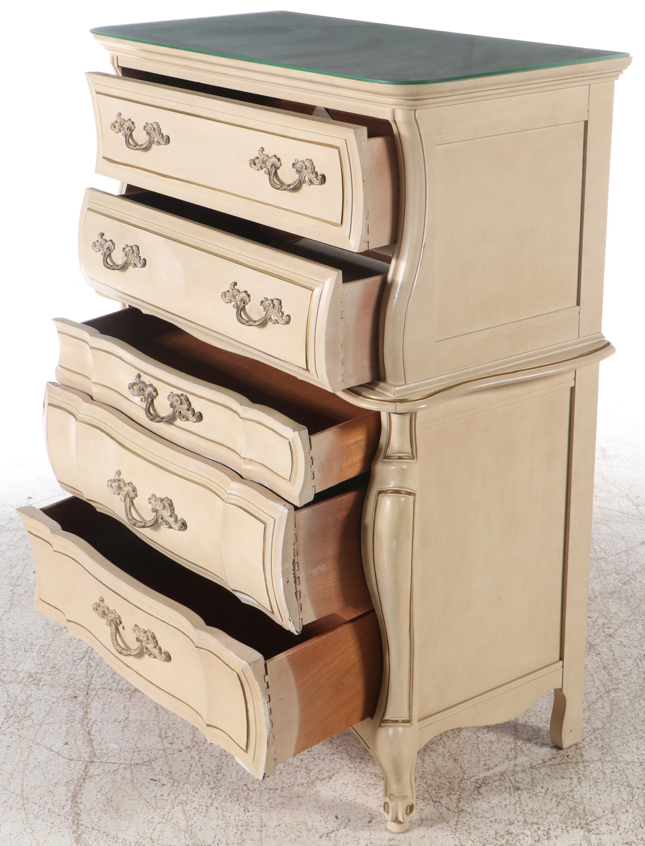 French Provincial Style Twin Size Bed Frame, Dresser and Nightstand