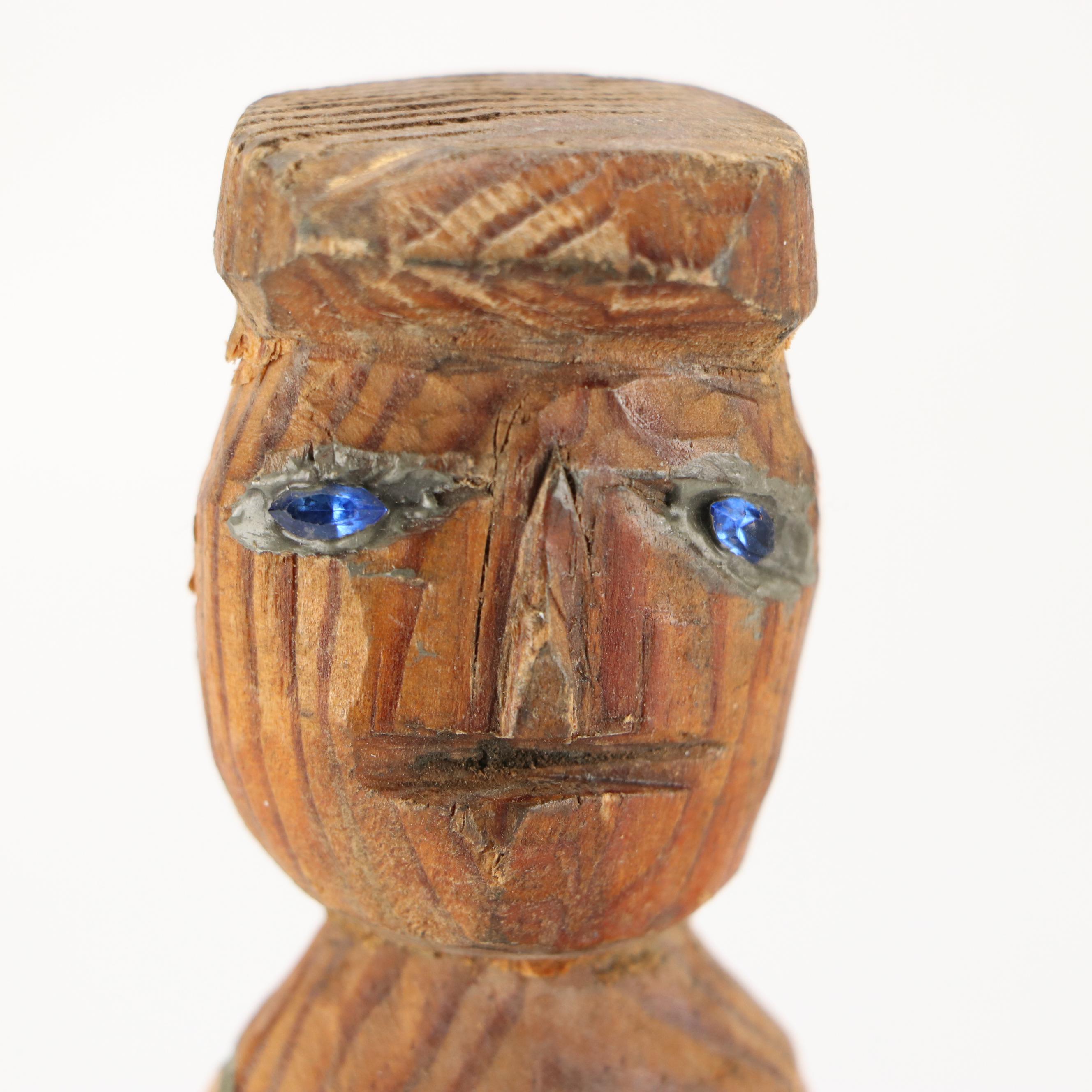 Folk Art Style Hand-Carved Wooden Figurines