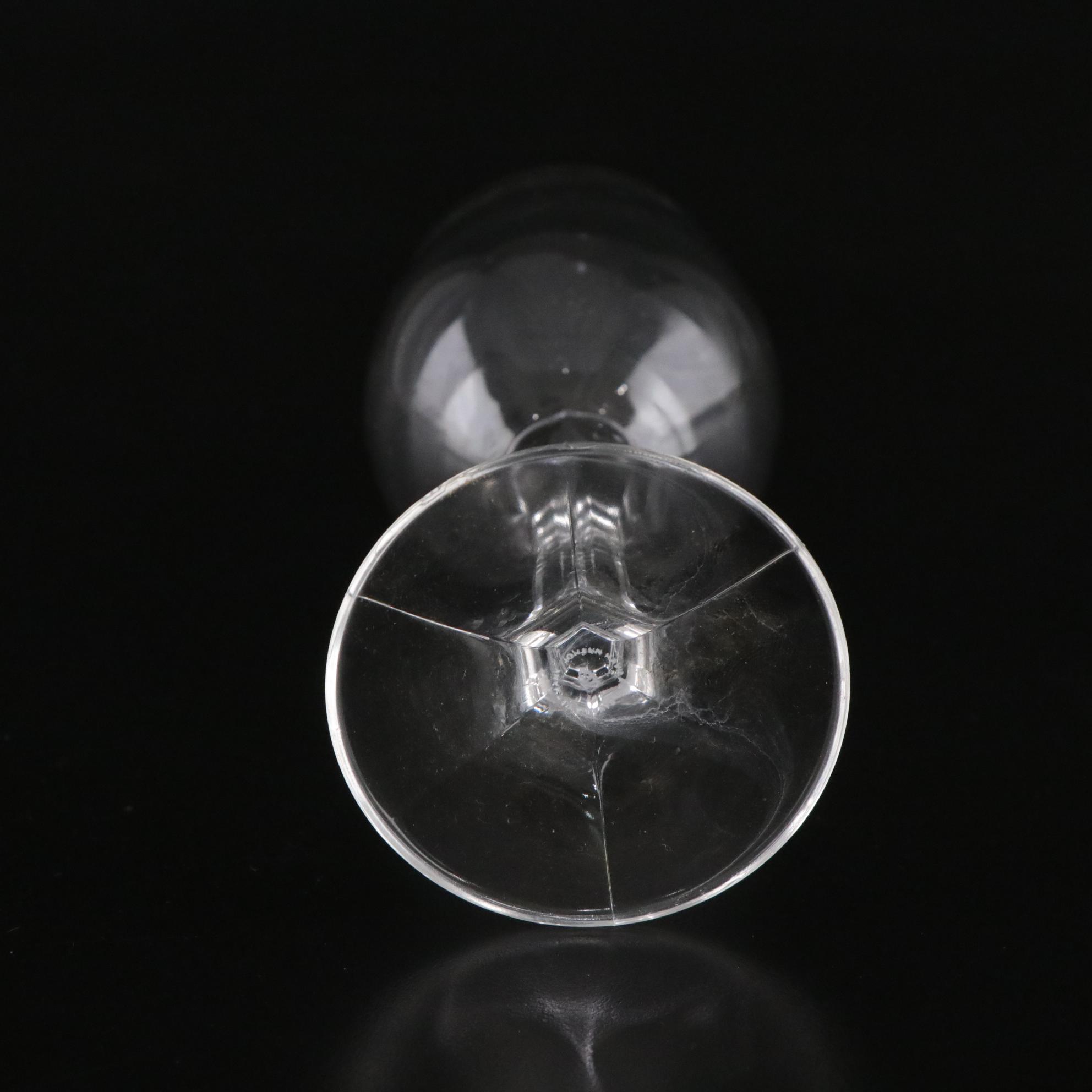 Etched Pink Glass Vase with Cordial & Gilt Rimmed Wine Glasses