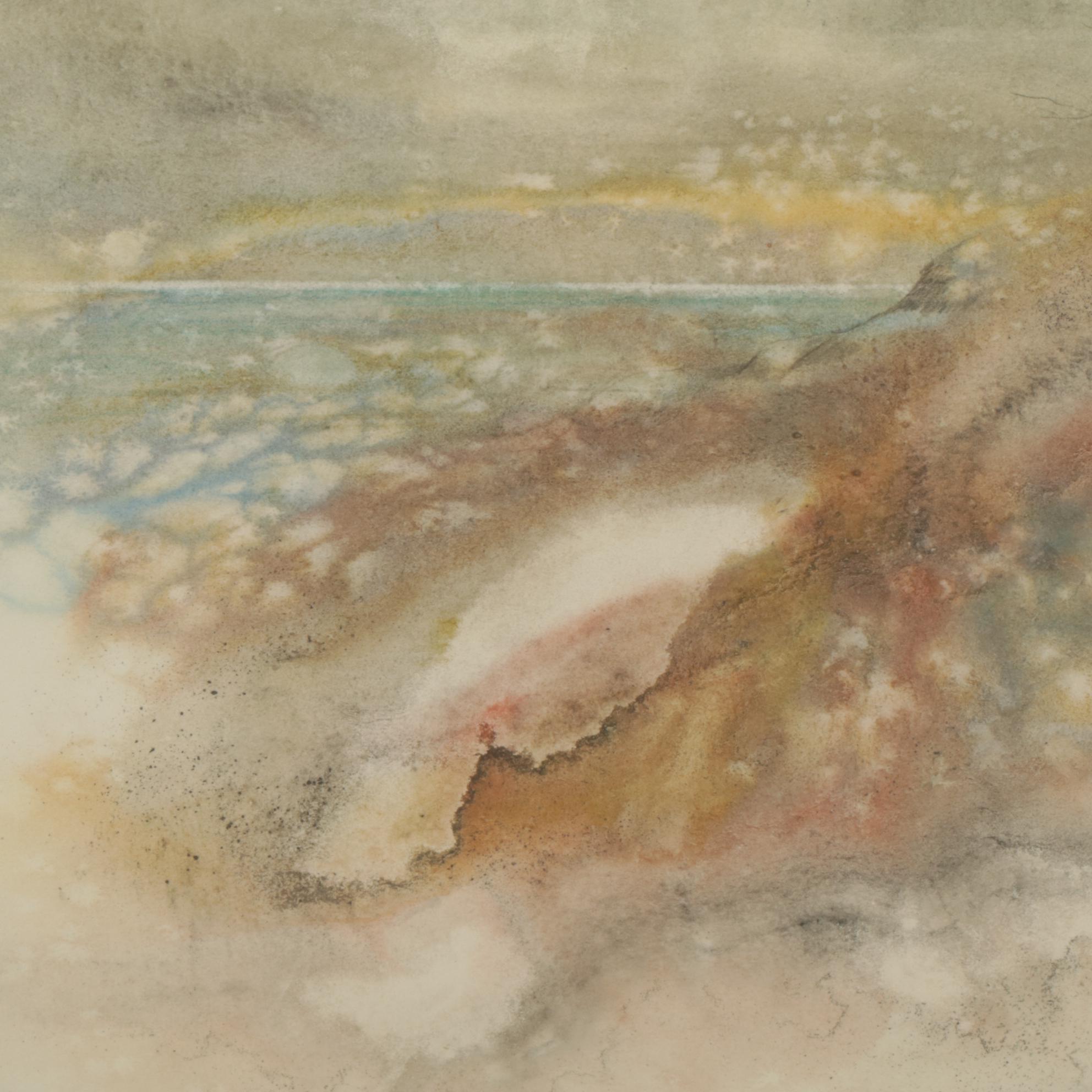 Peggy Brown Stylized Landscape Watercolor Painting, 1995