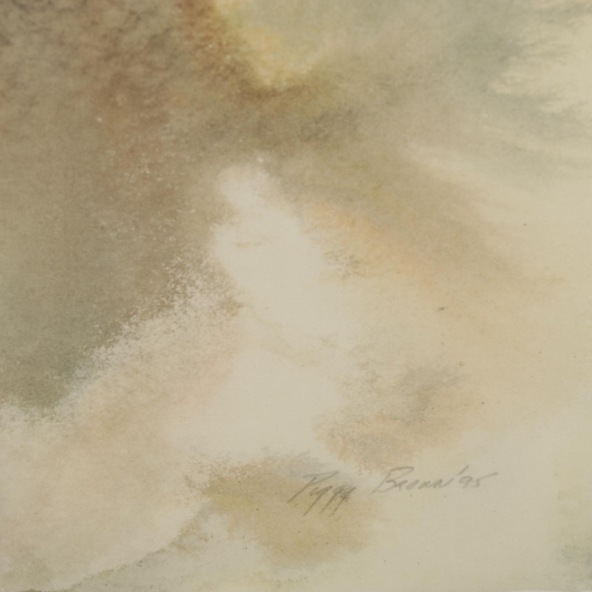 Peggy Brown Stylized Landscape Watercolor Painting, 1995