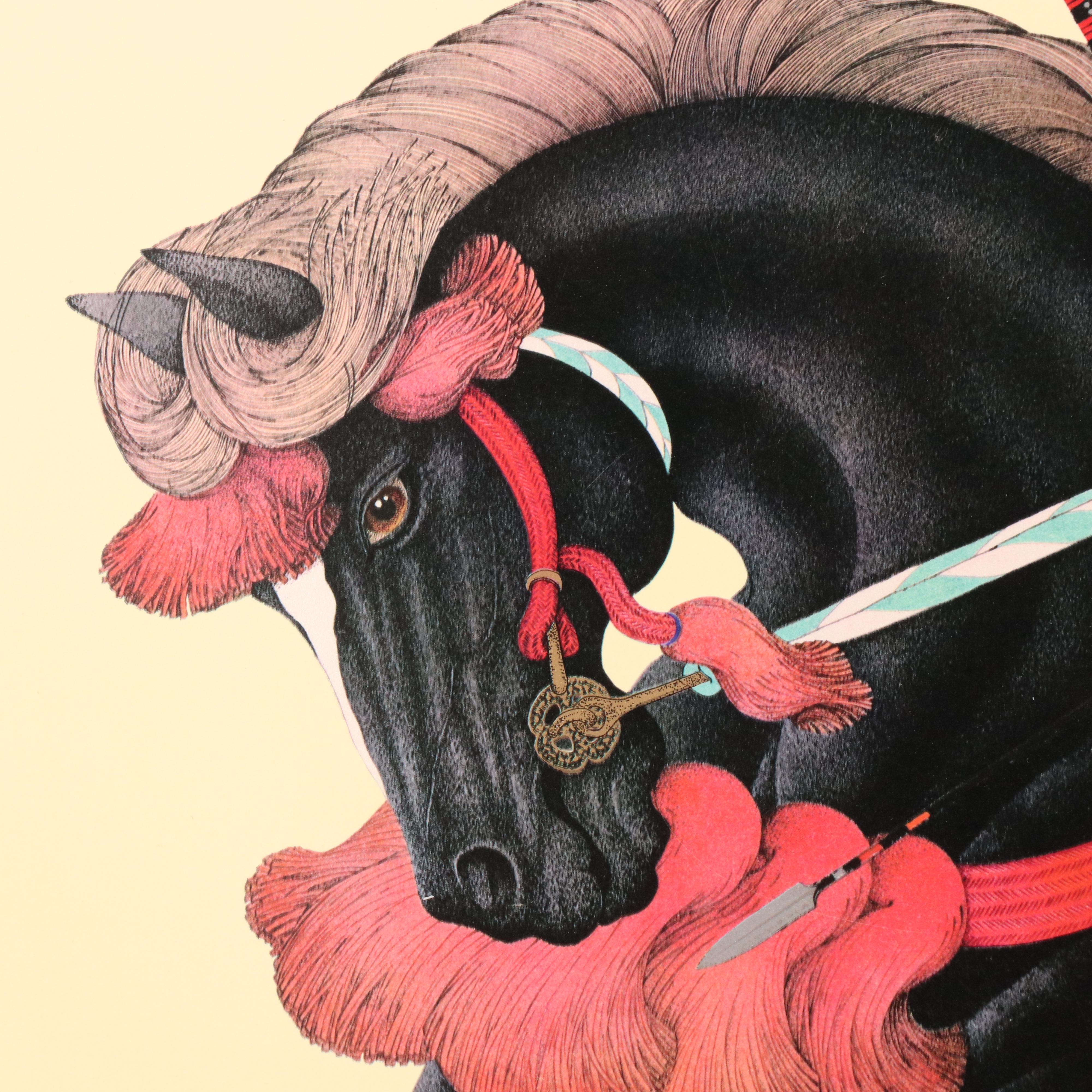Gary Hostallero Embossed Lithograph "Black Horse Shogun"