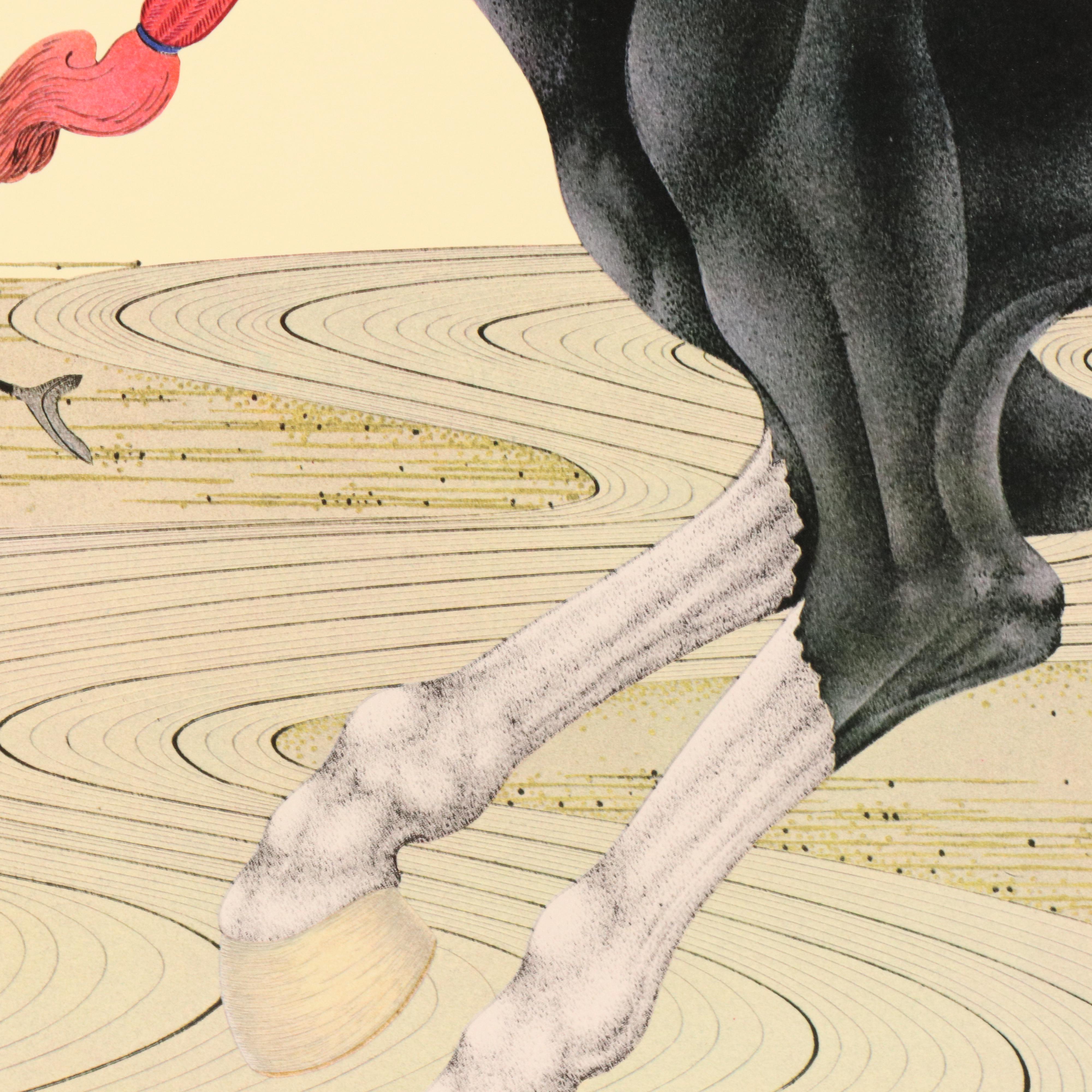 Gary Hostallero Embossed Lithograph "Black Horse Shogun"