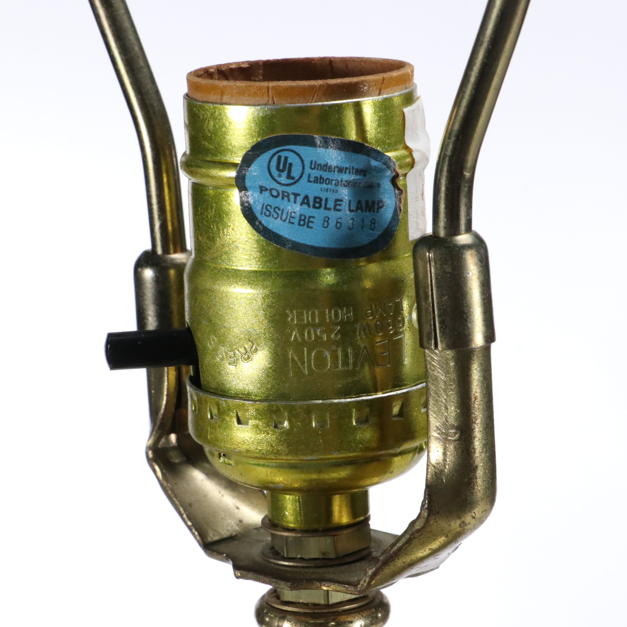 Pair of Neoclassical Style Brass and Glass Console Lamps, Silk Shades