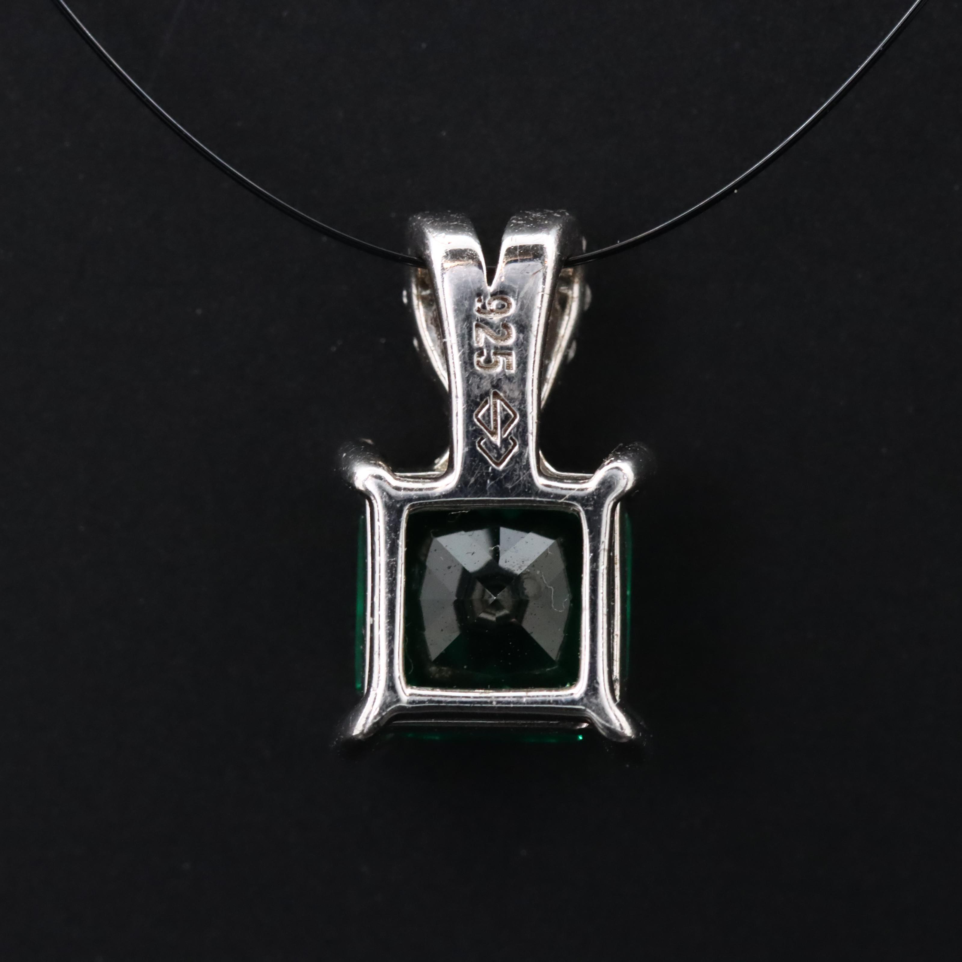 Sterling Glass and White Sapphire Pendant