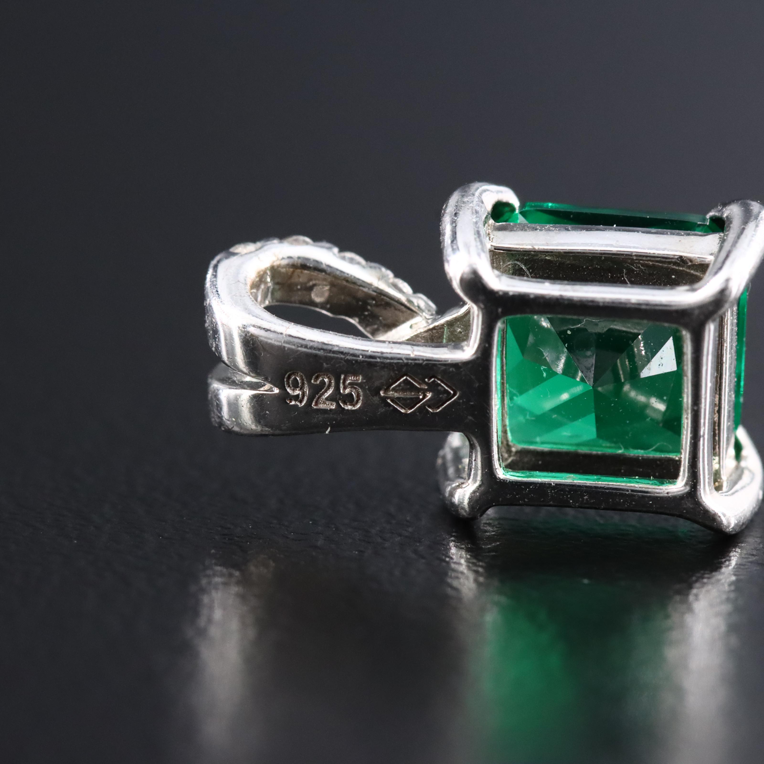 Sterling Glass and White Sapphire Pendant