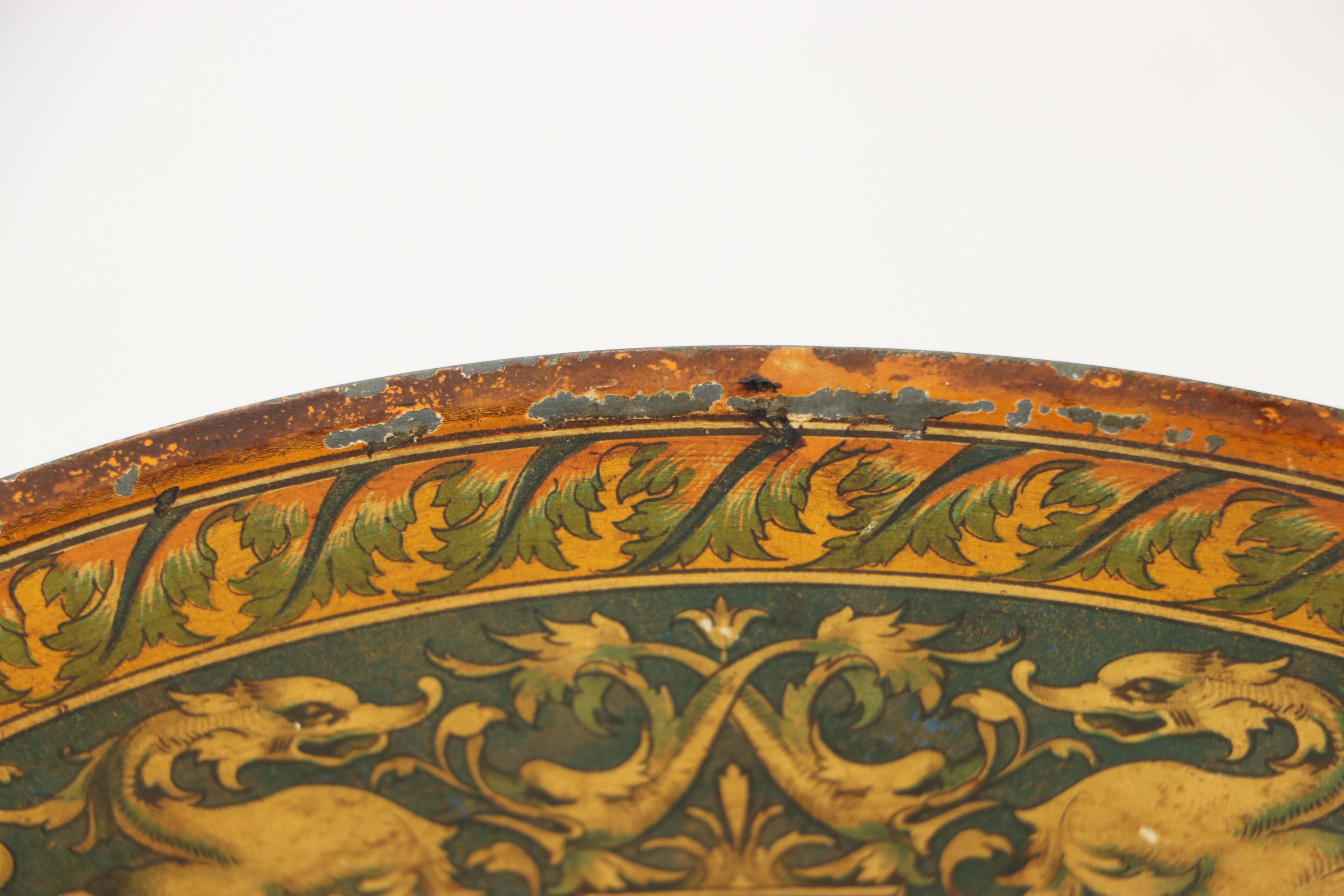 Vintage Pallas Minerva and Other Tin Litho Wall Hanging Chargers