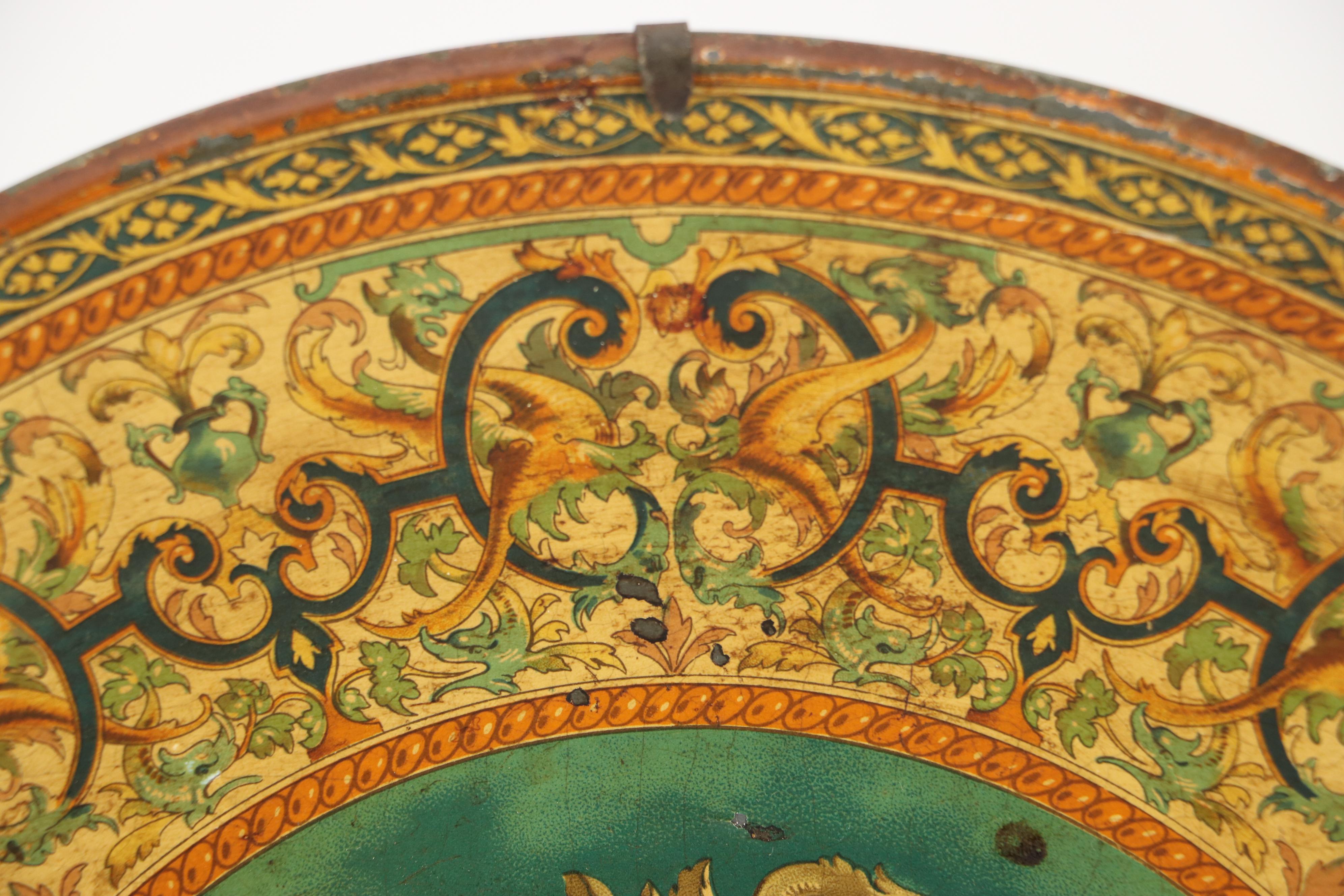 Vintage Pallas Minerva and Other Tin Litho Wall Hanging Chargers