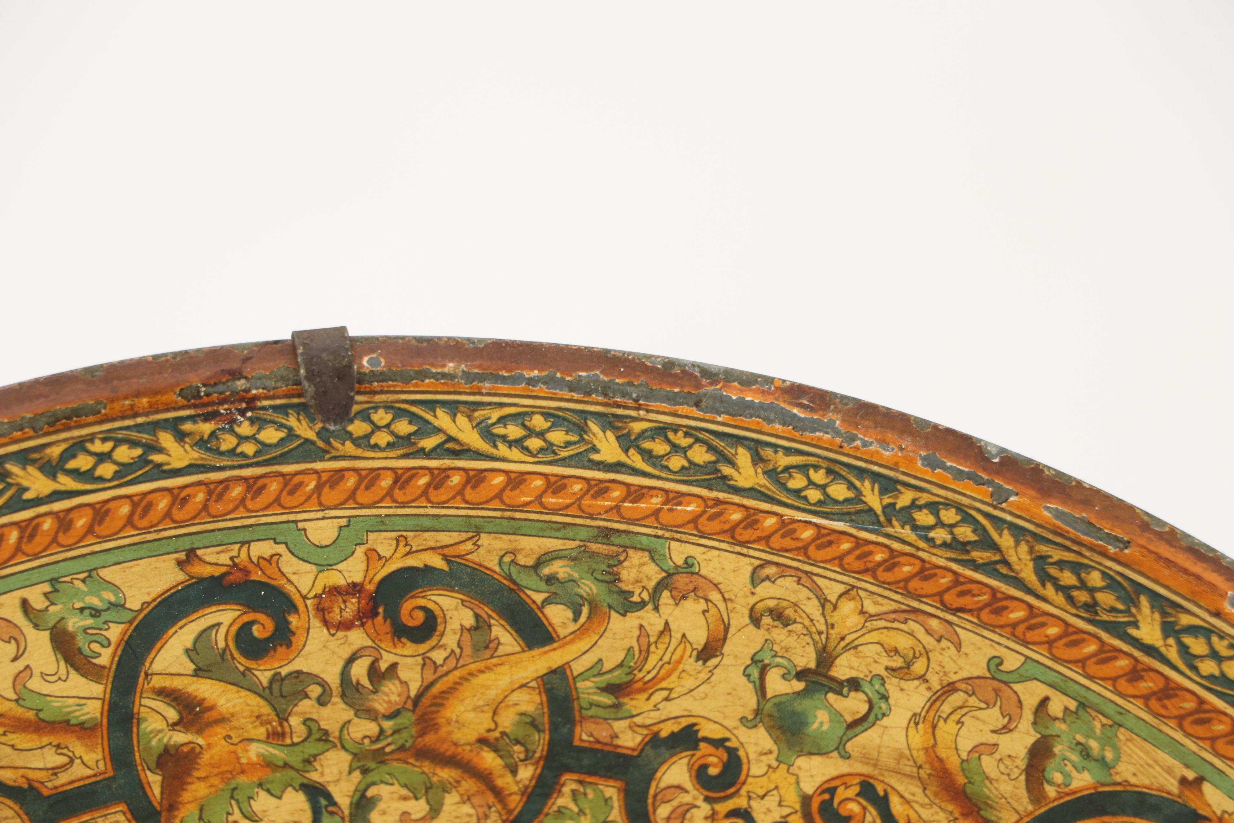 Vintage Pallas Minerva and Other Tin Litho Wall Hanging Chargers