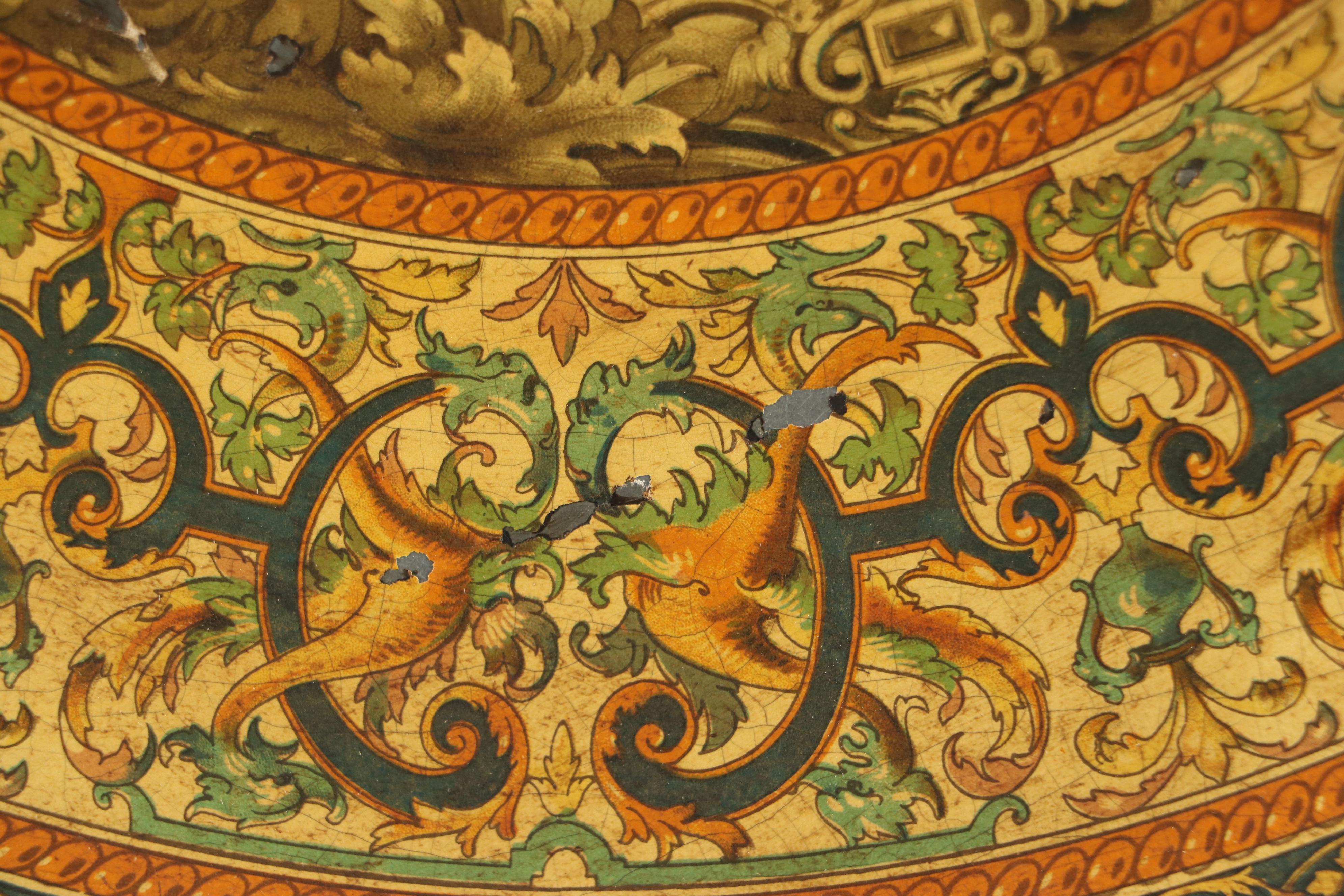 Vintage Pallas Minerva and Other Tin Litho Wall Hanging Chargers