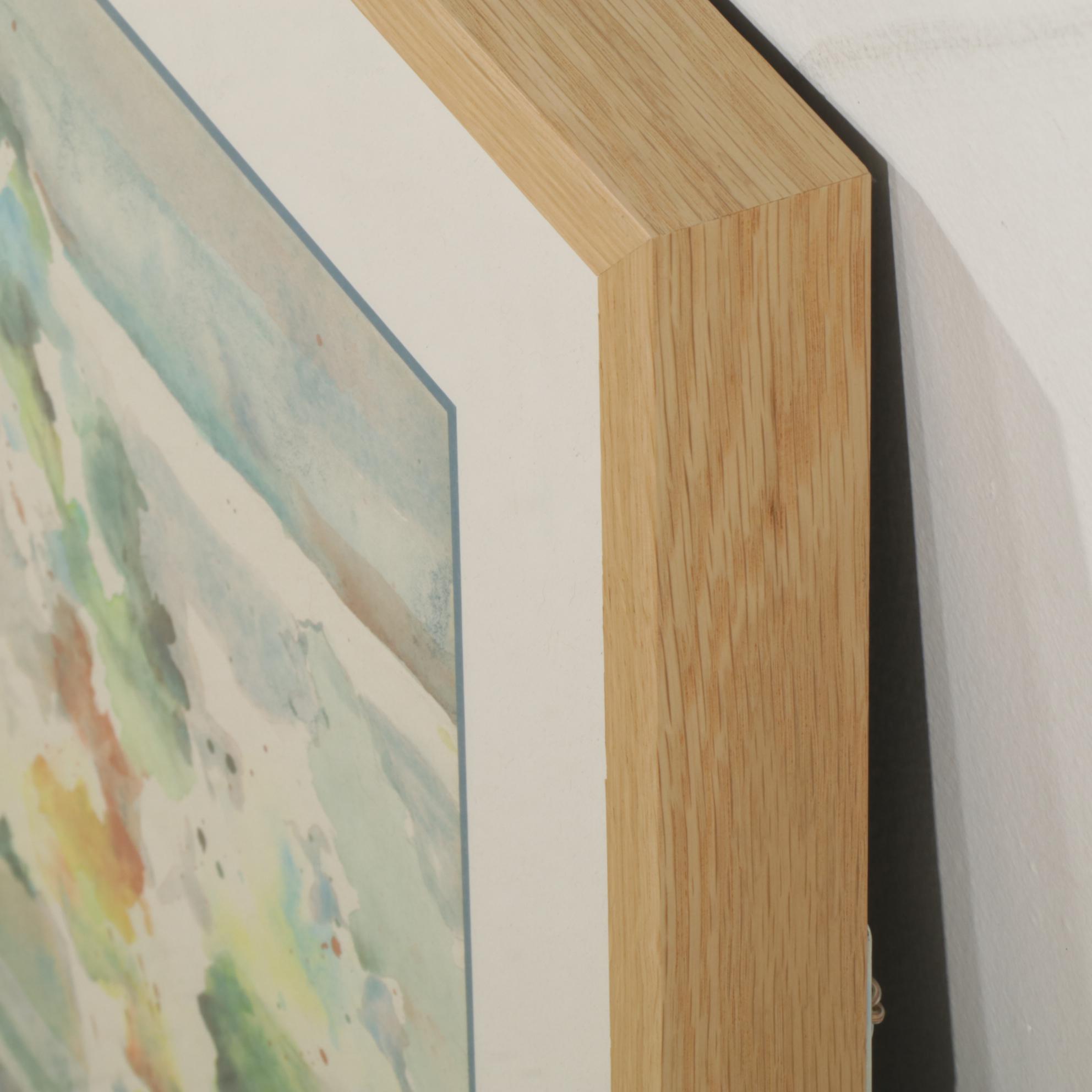 Joe Haering Splotch Textured Abstract Watercolor Painting, Late 20th Century