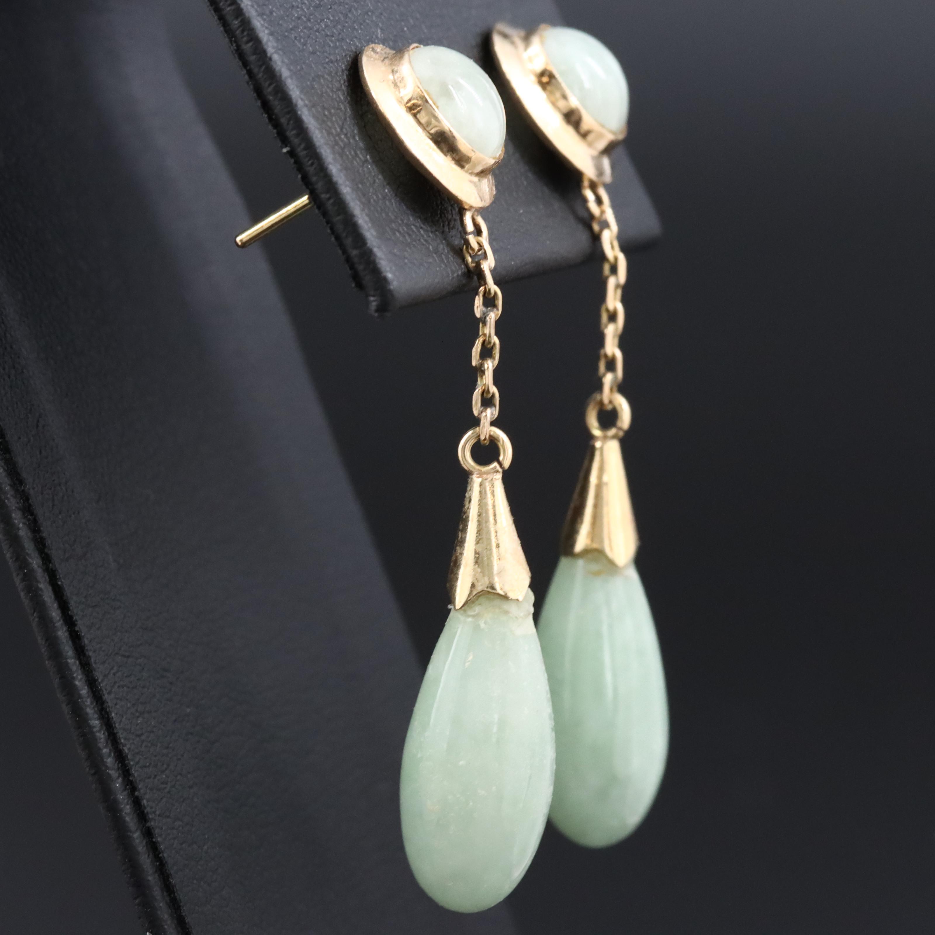 14K Jadeite Earrings