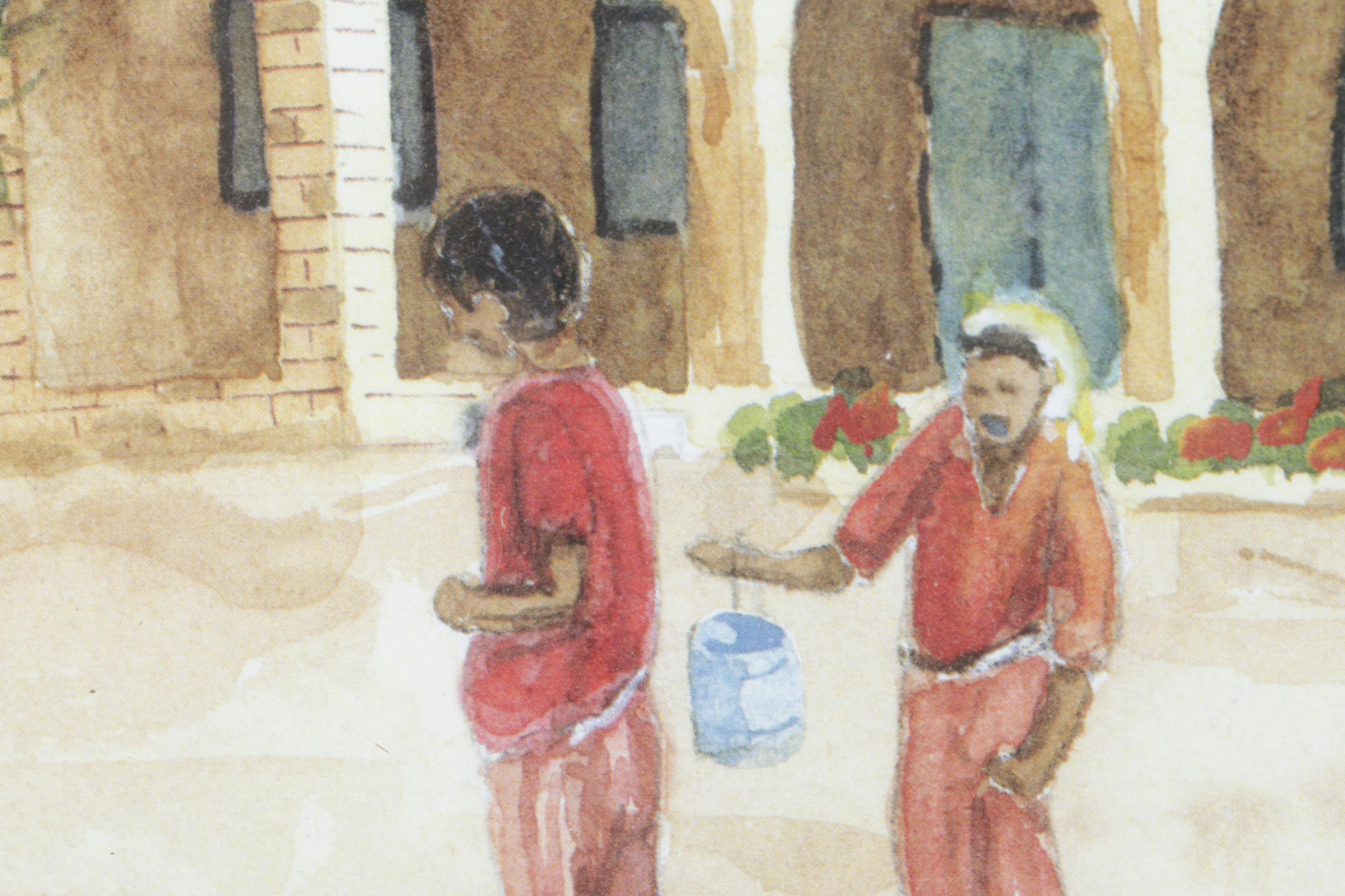 Half-Tone Print of Ethiopian Courtyard