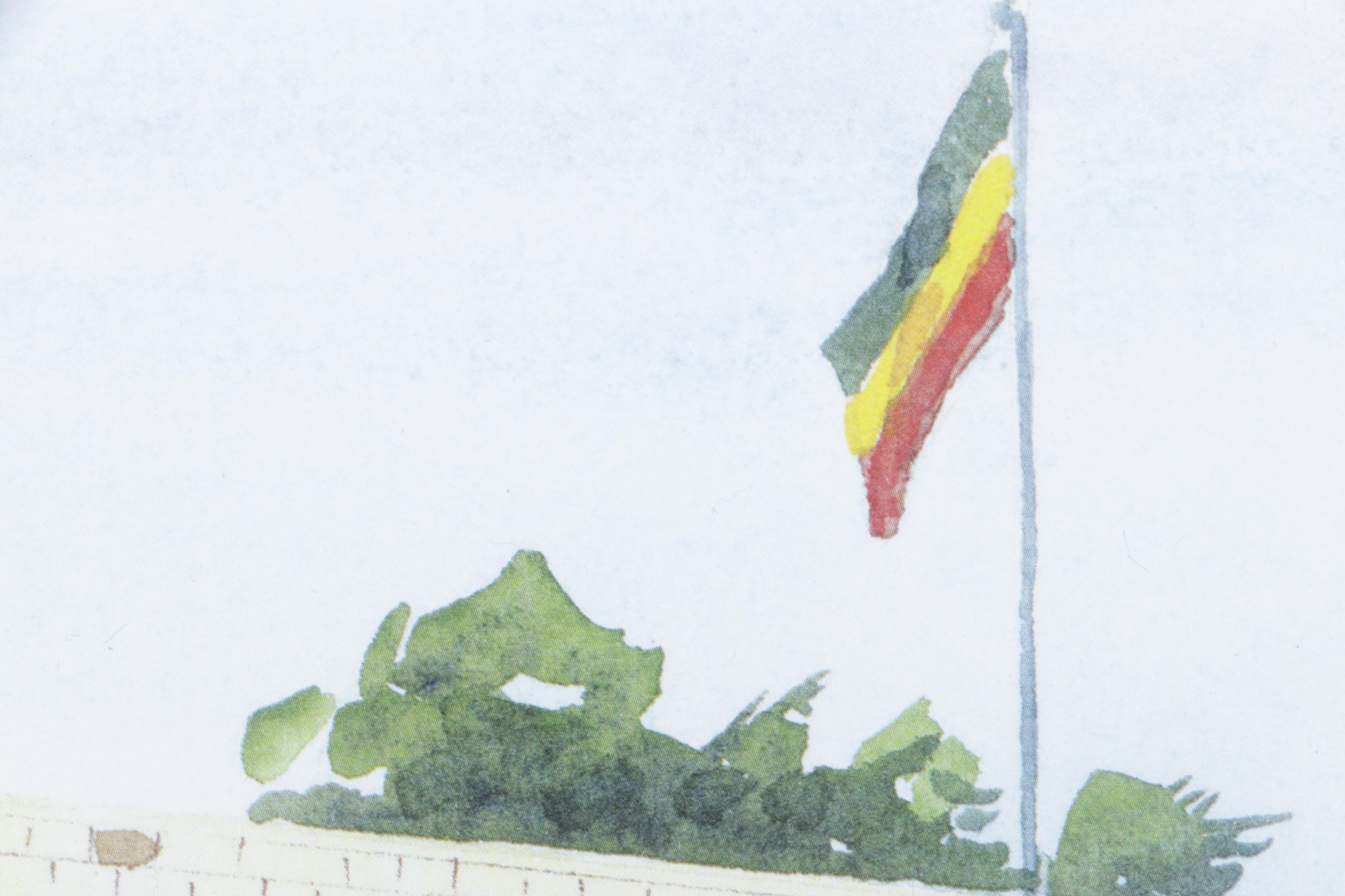 Half-Tone Print of Ethiopian Courtyard