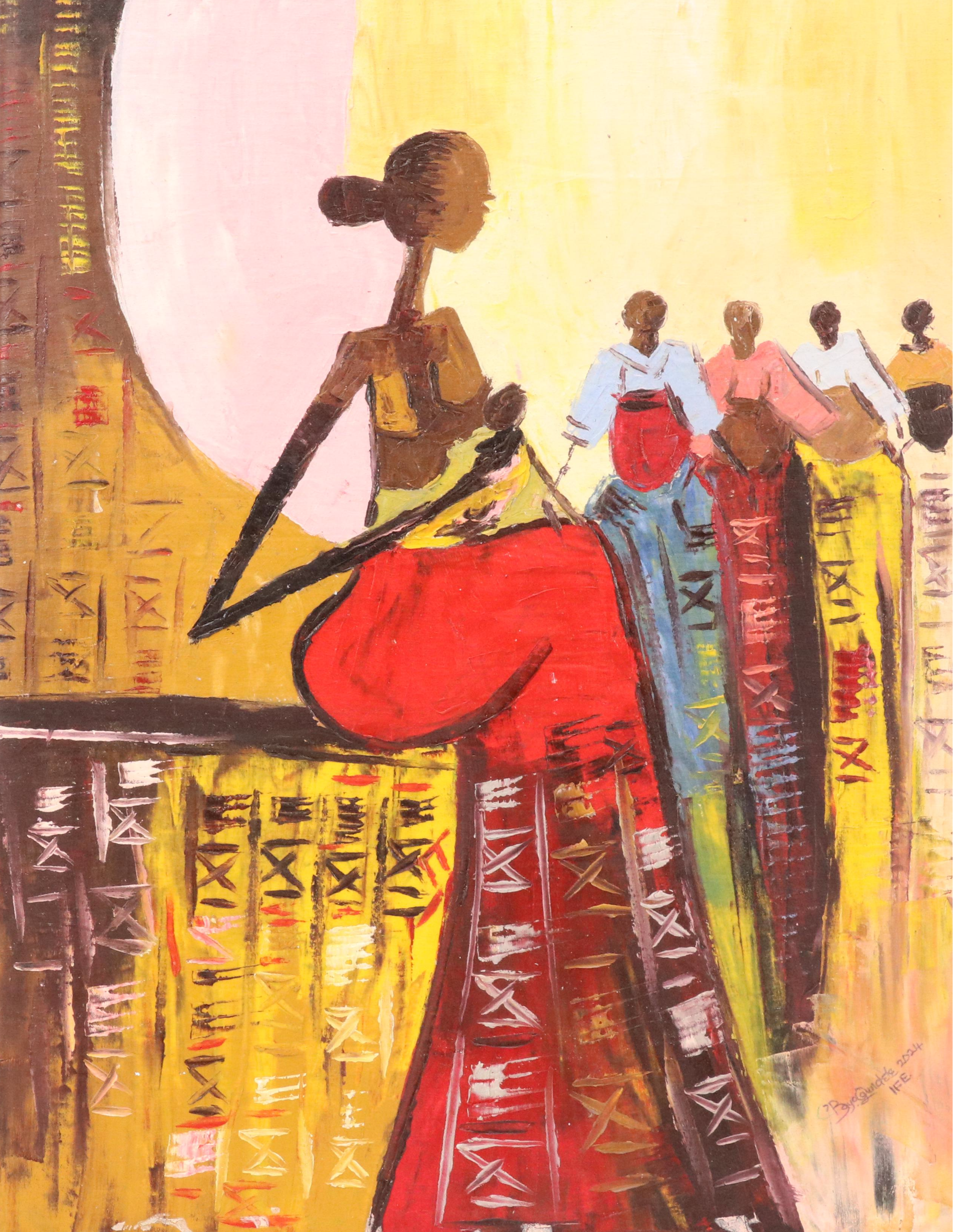 Bayo Ogundele Stylized Figural Oil Painting, 2024