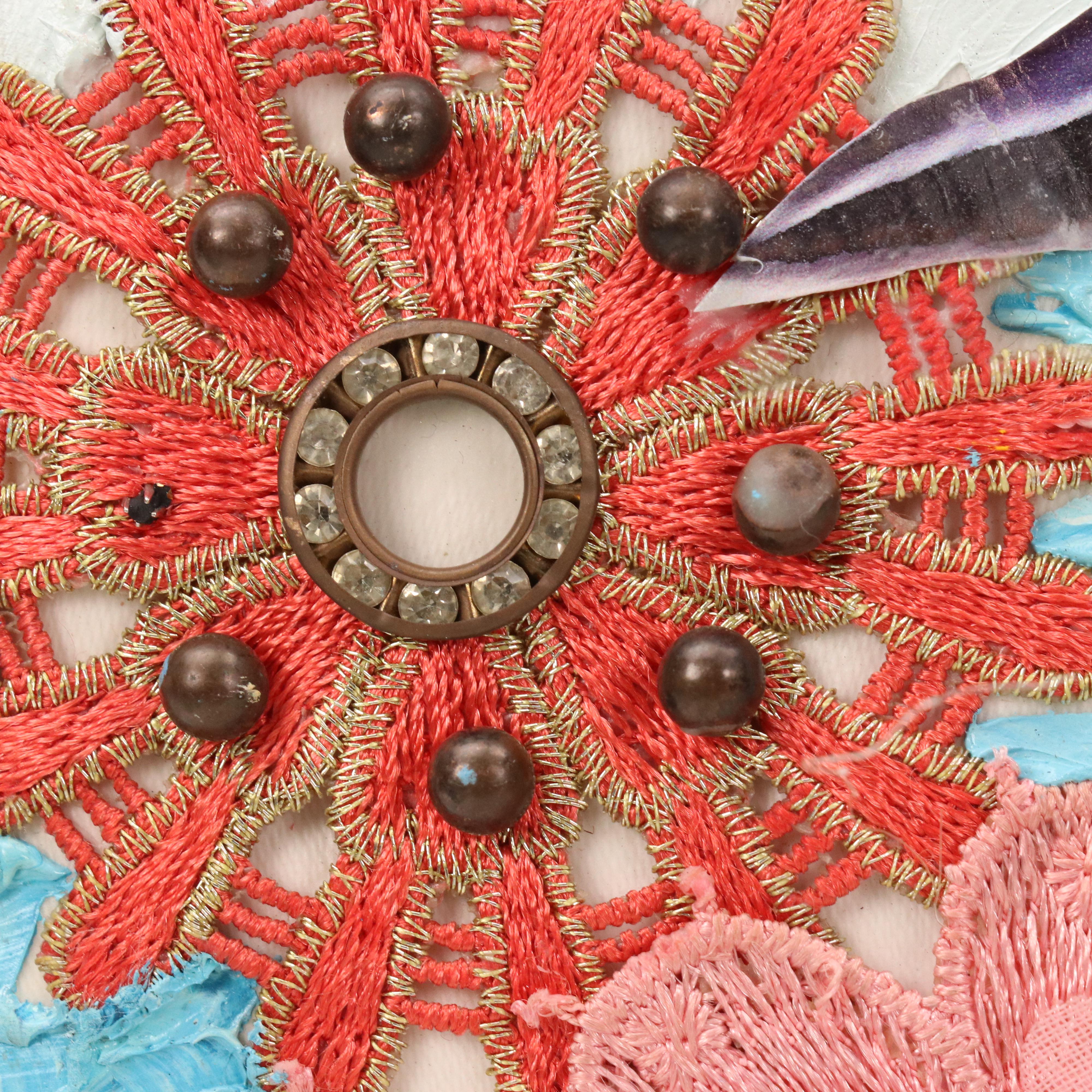 Bayo Ogundele Stylized Mixed Media Collage of Blue Jay Bird "Eye," 2025