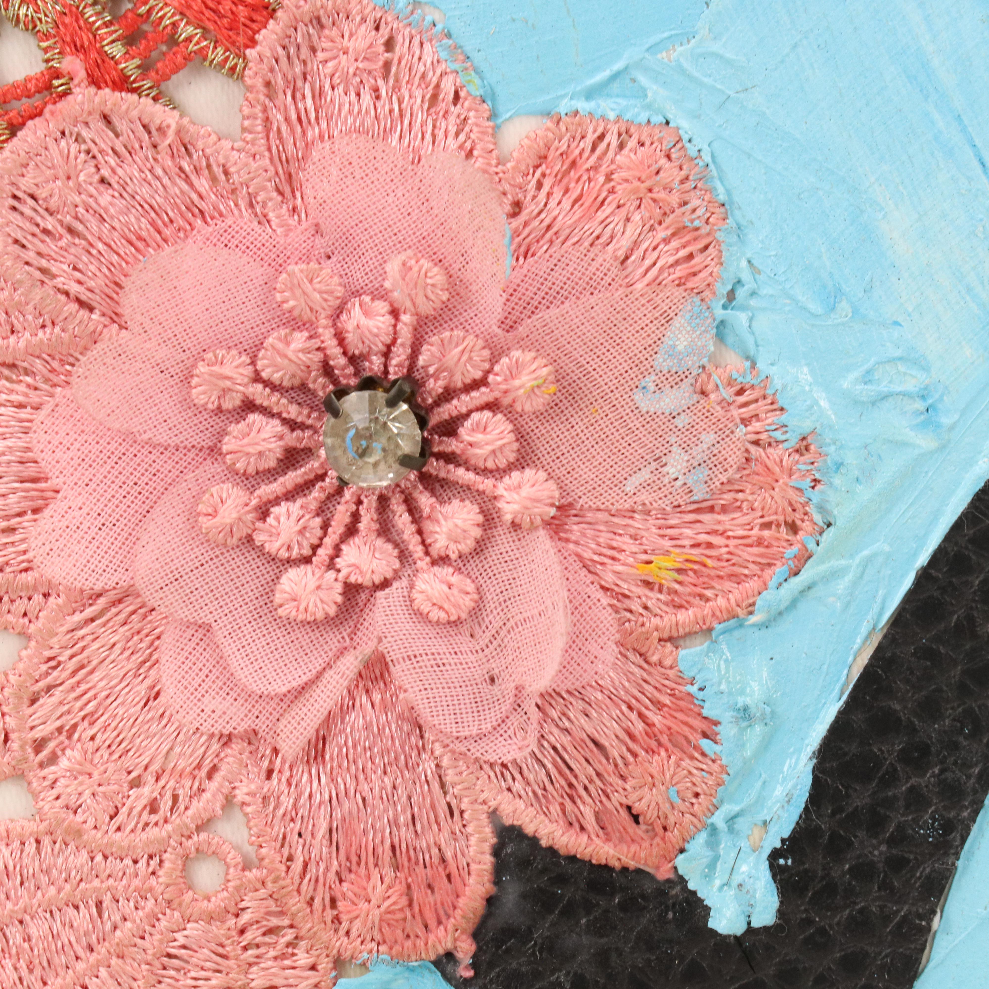 Bayo Ogundele Stylized Mixed Media Collage of Blue Jay Bird "Eye," 2025