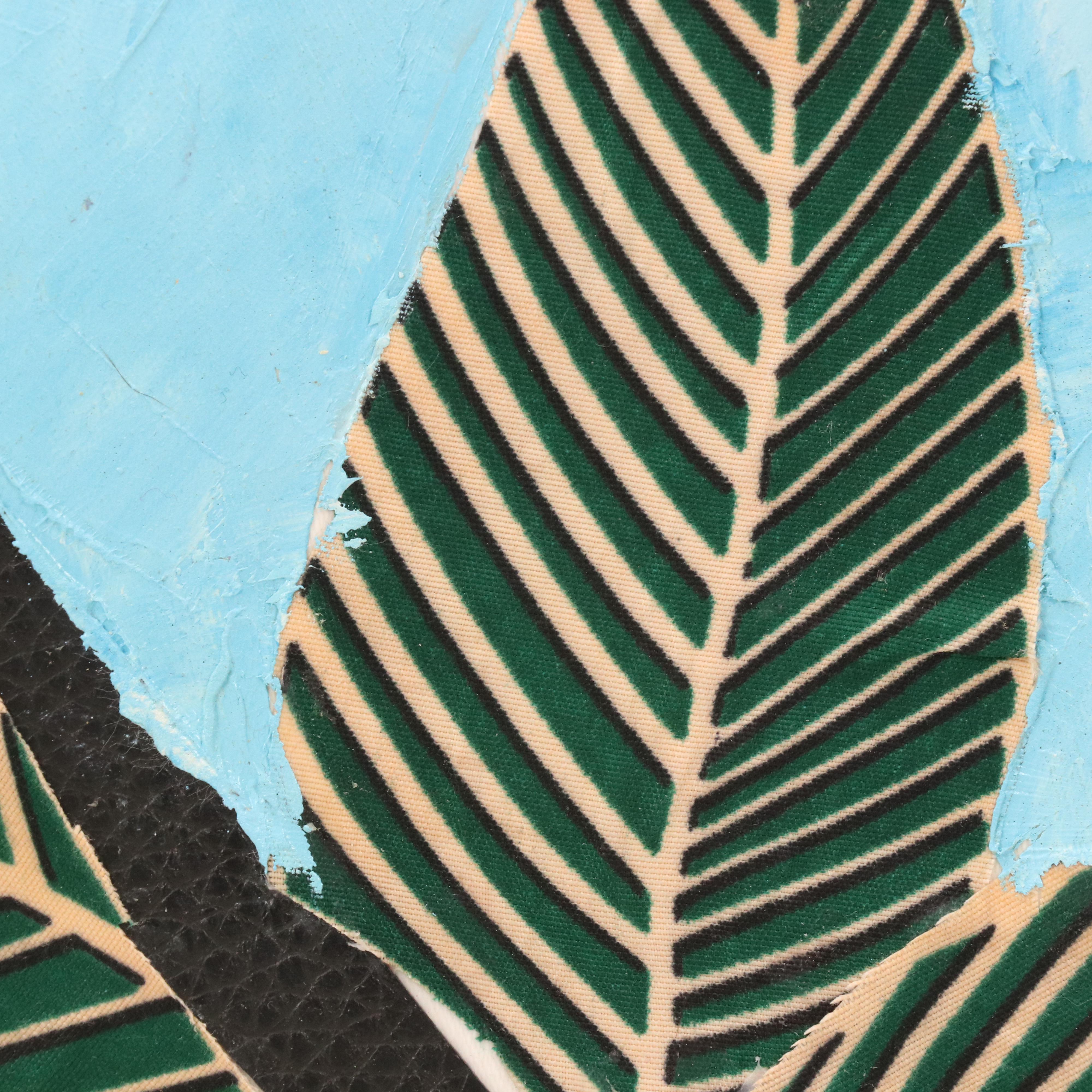 Bayo Ogundele Stylized Mixed Media Collage of Blue Jay Bird "Eye," 2025