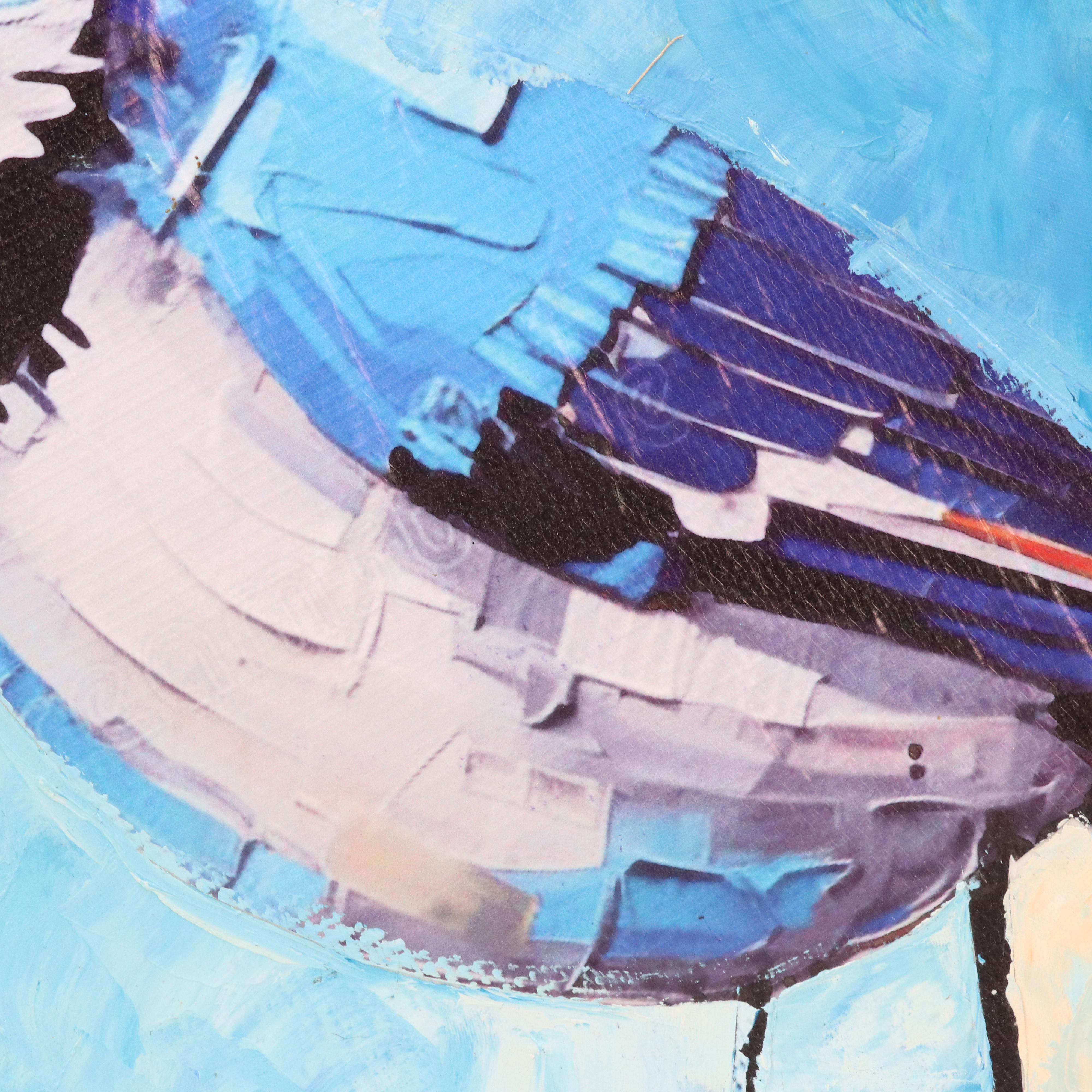 Bayo Ogundele Stylized Mixed Media Collage of Blue Jay Bird "Eye," 2025